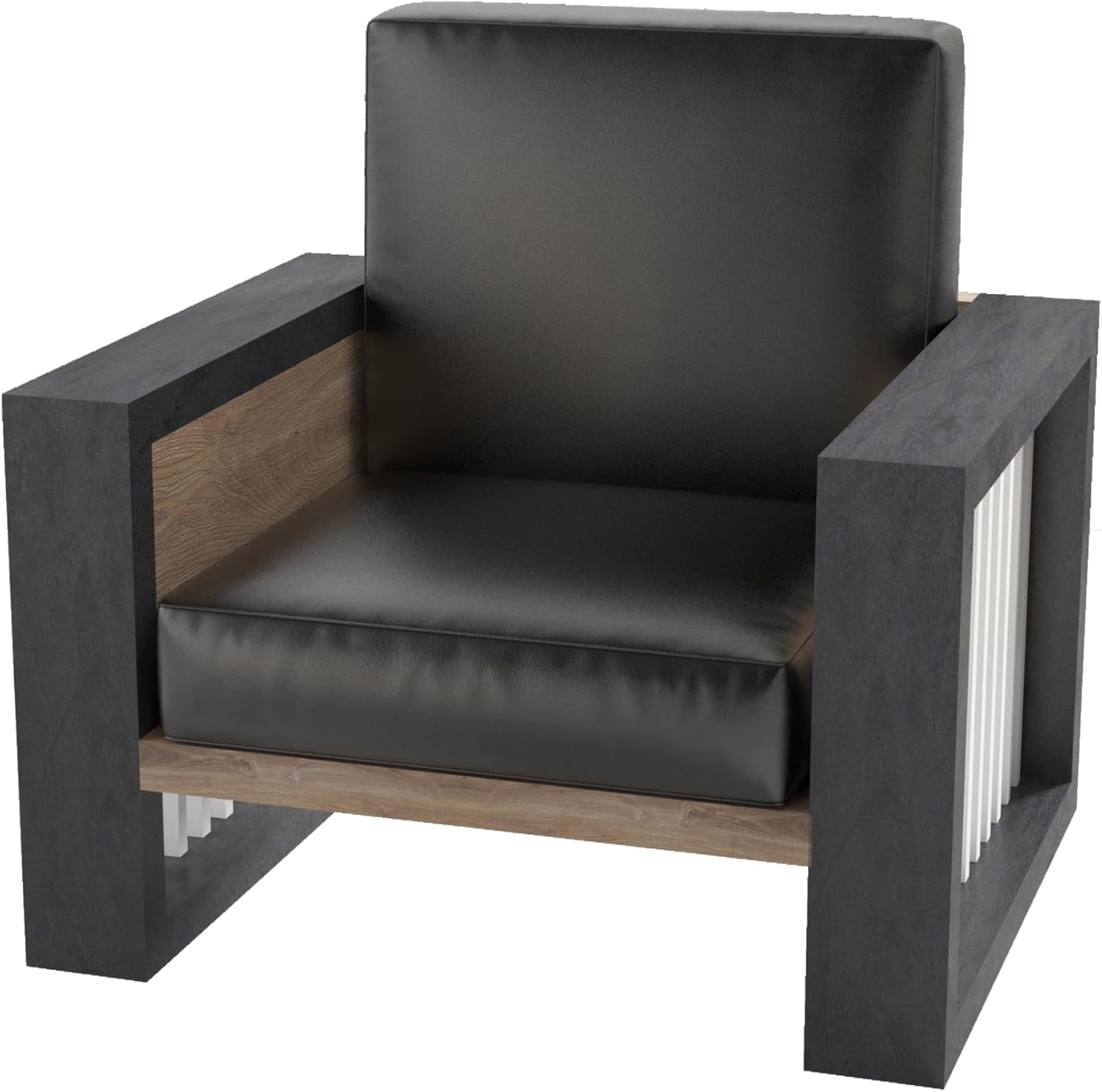 SAINTCY Mid-Century Modern 3-Piece Faux Leather Sofa Set with Coffee Table for Living Room or Office