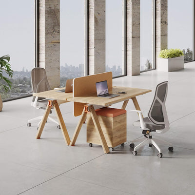 SAINTCY Modern Modular Office Workstation Desk with Privacy Panels, Storage & Power Integration
