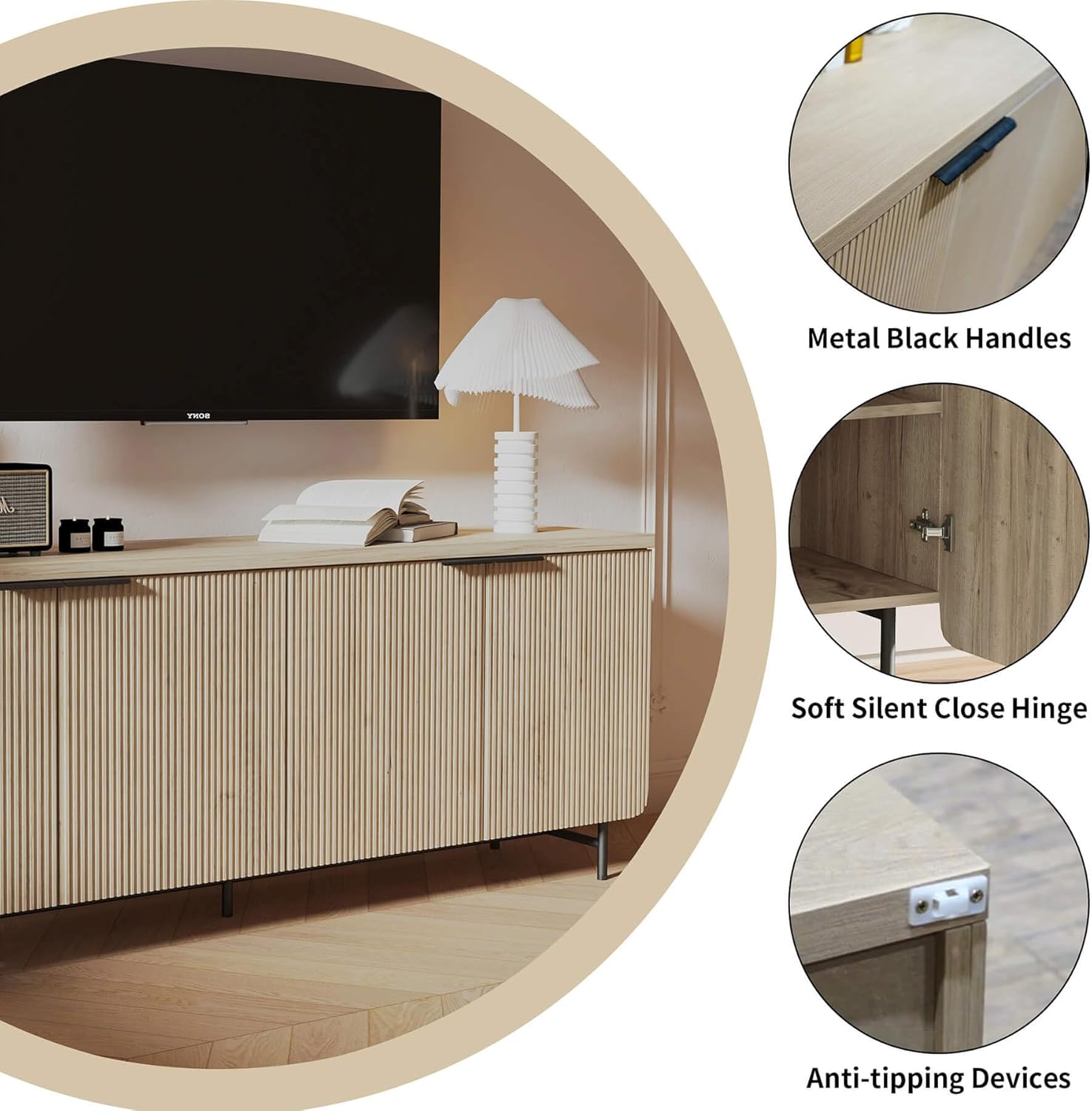 SAINTCY Sideboard Cabinet – Fluted Design