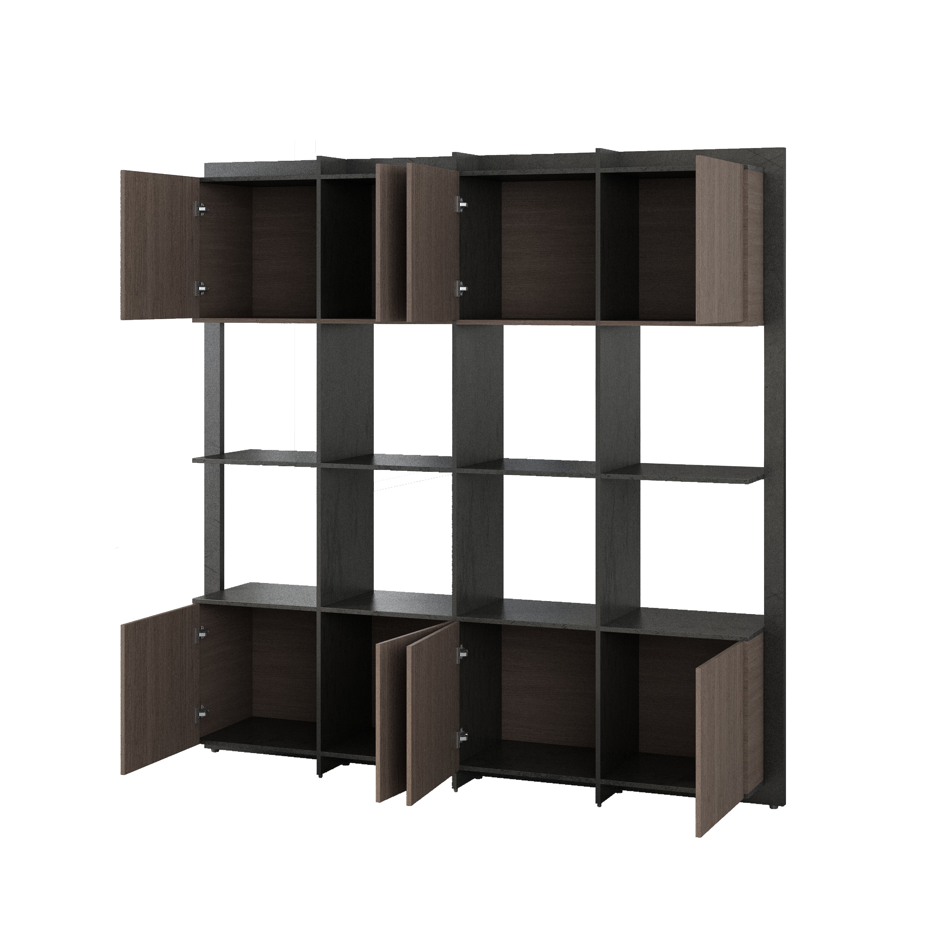 Saintcy XS006B Modern Executive Cabinet - 2.0m Open-Grid Display Bookcase with Concealed Upper and Lower Storage