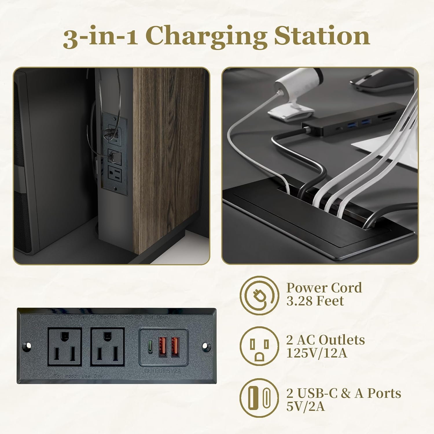 Saintcy Modern L-Shaped Executive Desk with Storage Cabinet and Shelving for Home or Office