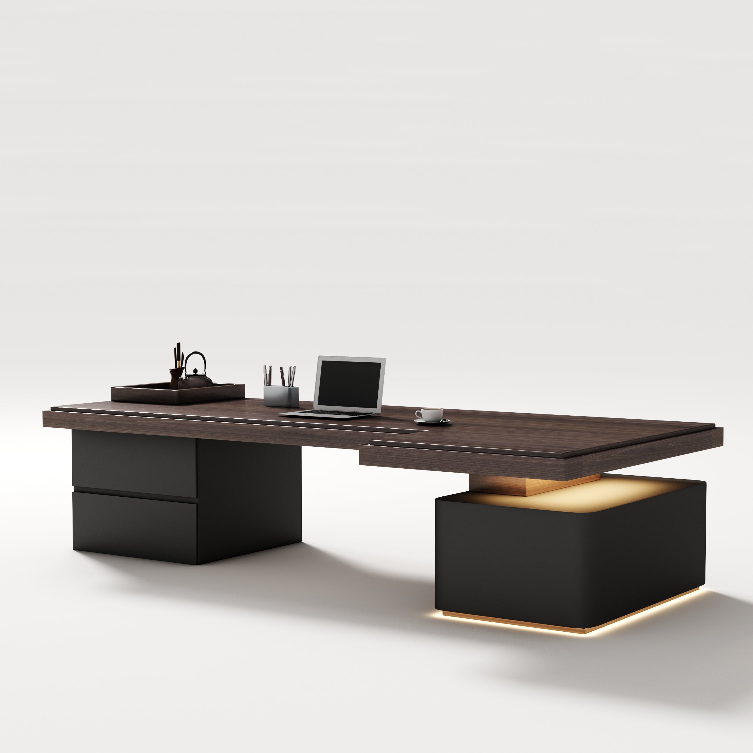 Saintcy Minimalist Executive Desk with Floating Structure & Integrated Side Bases
