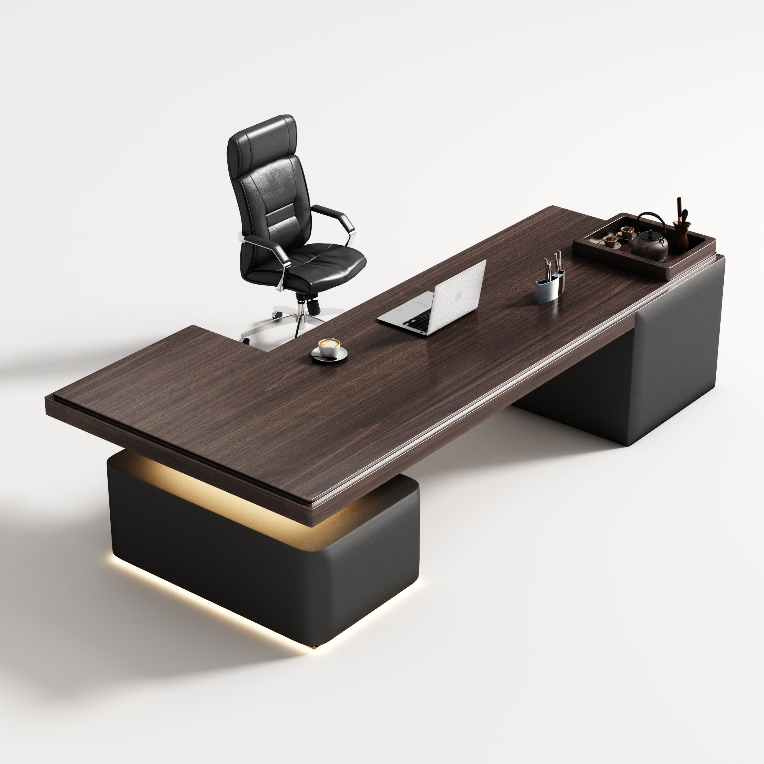 Saintcy Minimalist Executive Desk with Floating Structure & Integrated Side Bases