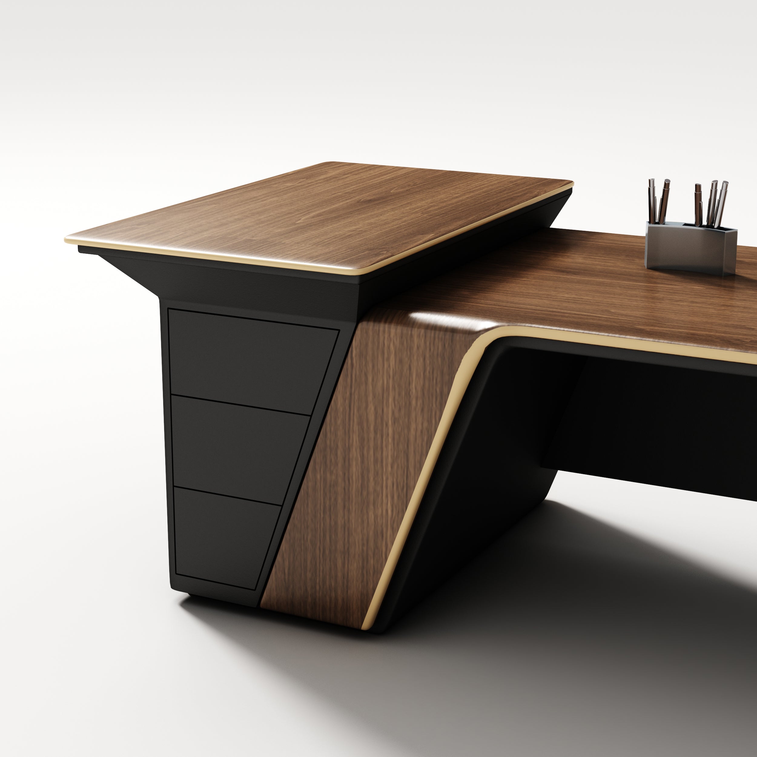 Saintcy Architectural Executive Desk with Dual Storage Bases & Refined Linear Profile