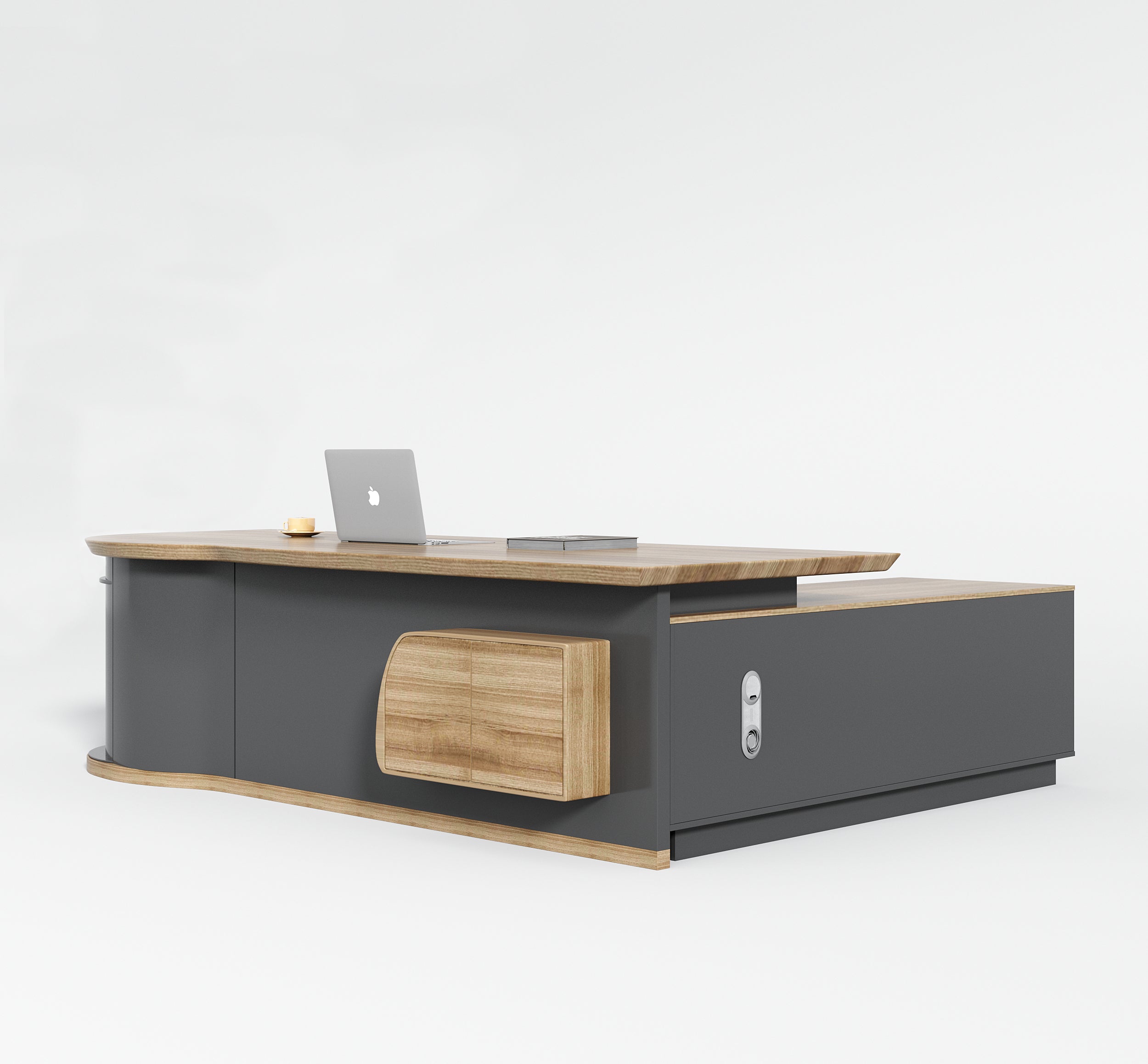 Saintcy Modern Executive L-Shaped Desk with Integrated Storage & Power Module