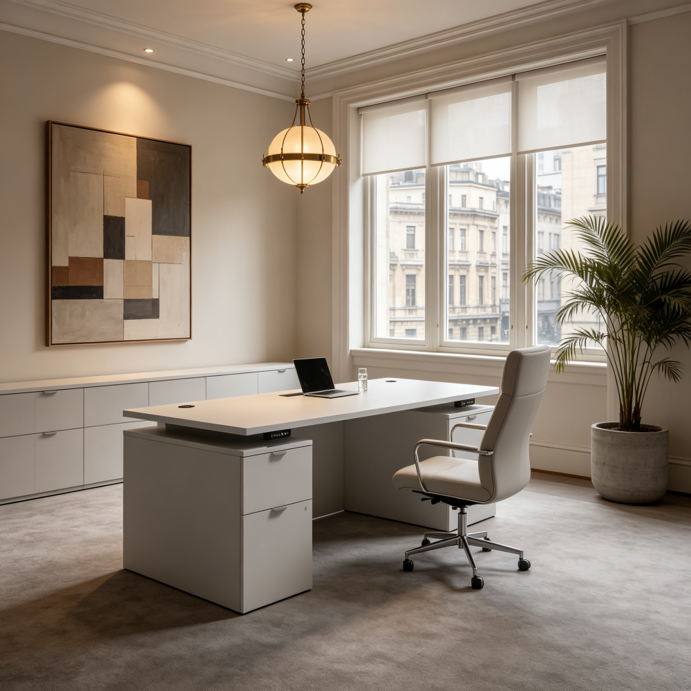 Saintcy Fluted Pedestal Standing Desk