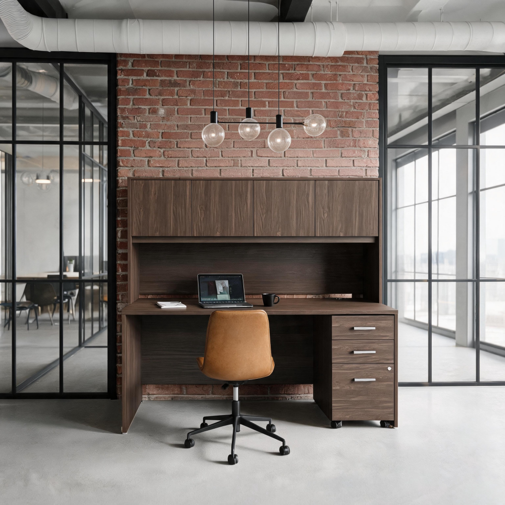 Saintcy Fluted Executive Desk with Hutch
