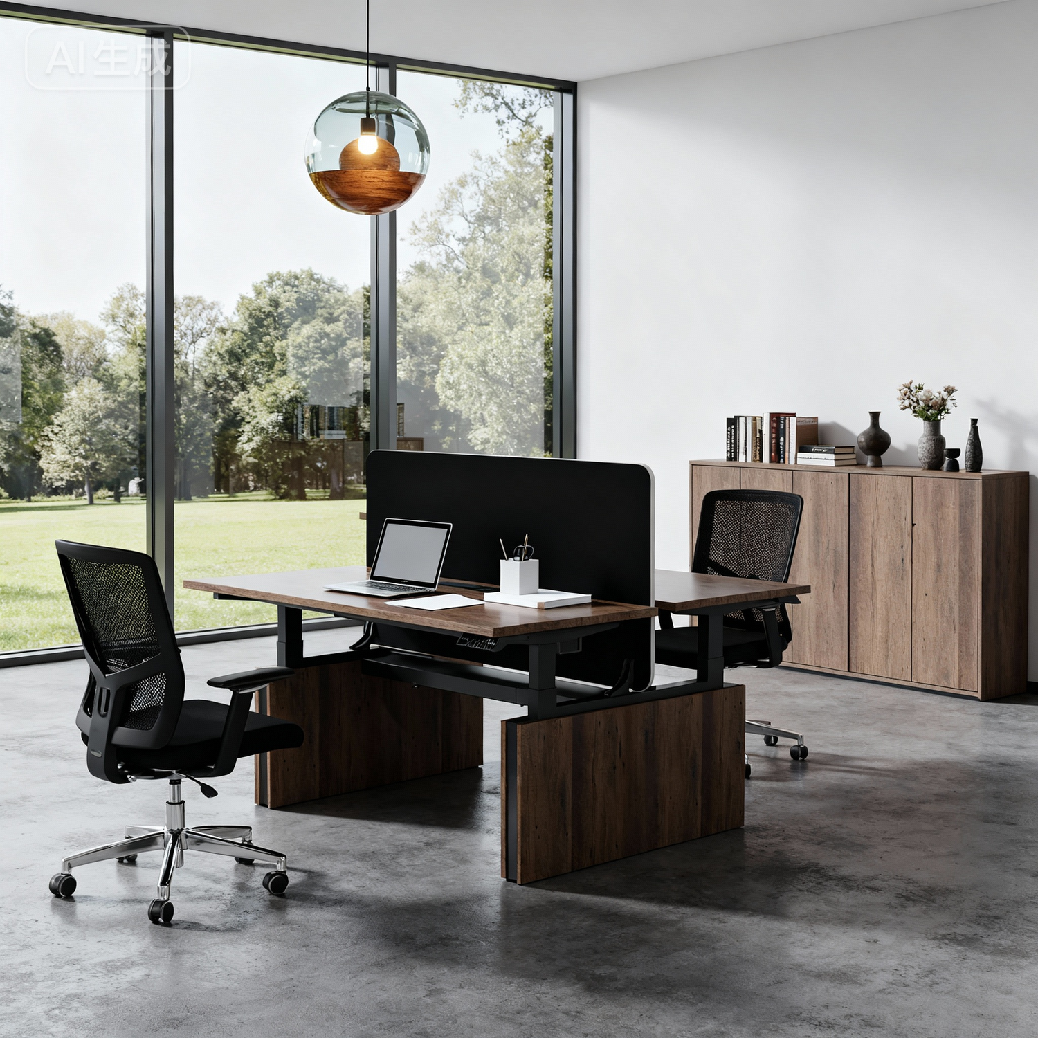 Saintcy IW009 55" Dual 2-Person Electric Standing Desk - Height Adjustable Chicago Industrial Workstation