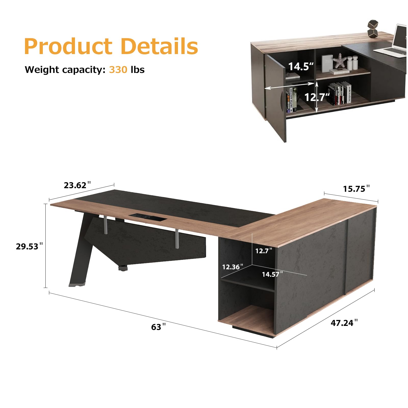 Saintcy KJ001 Modern Architectural Executive Desk - Minimalist Industrial L-Shaped Managerial Workstation (1600 × 2000 × 750 mm)