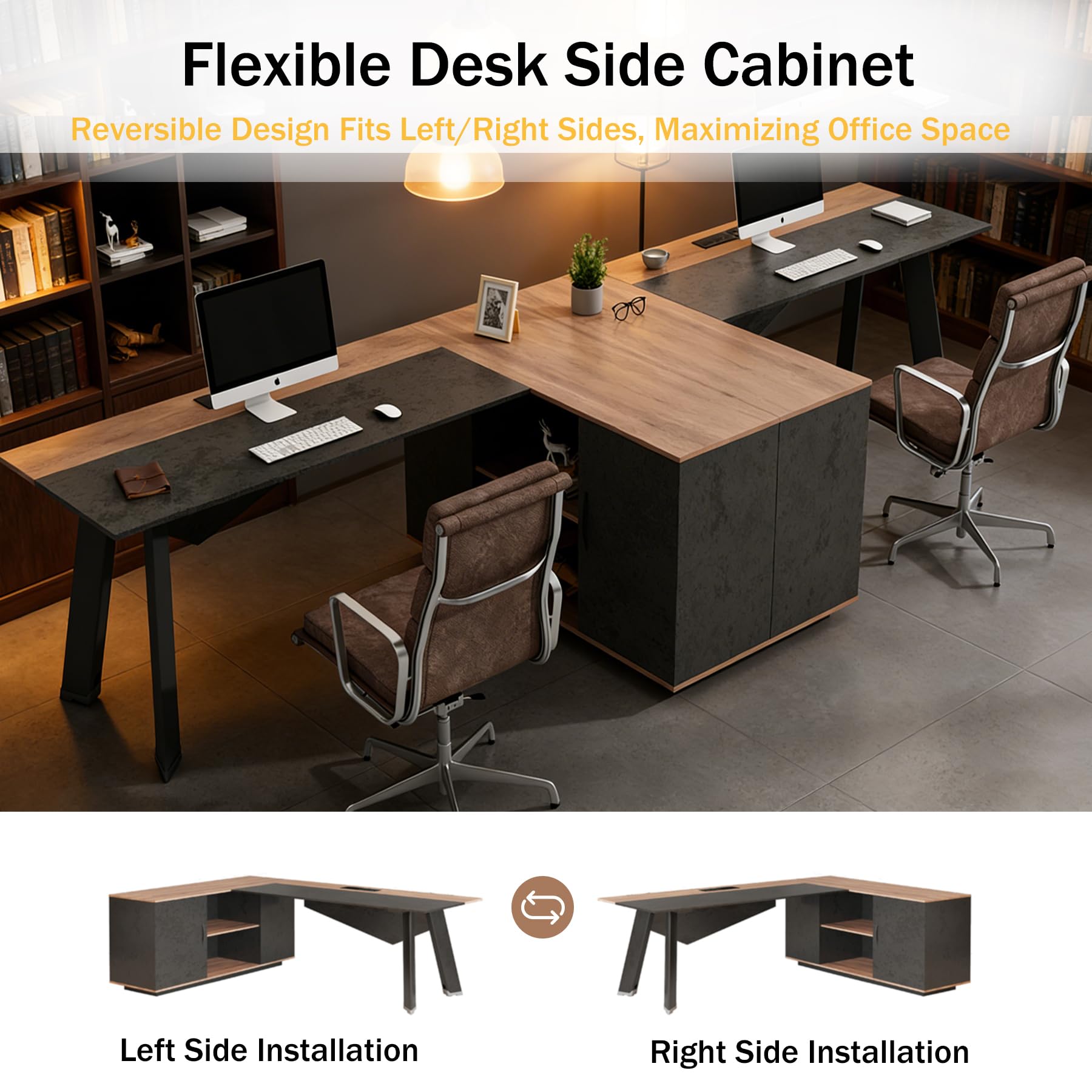 Saintcy KJ001 Modern Architectural Executive Desk - Minimalist Industrial L-Shaped Managerial Workstation (1600 × 2000 × 750 mm)