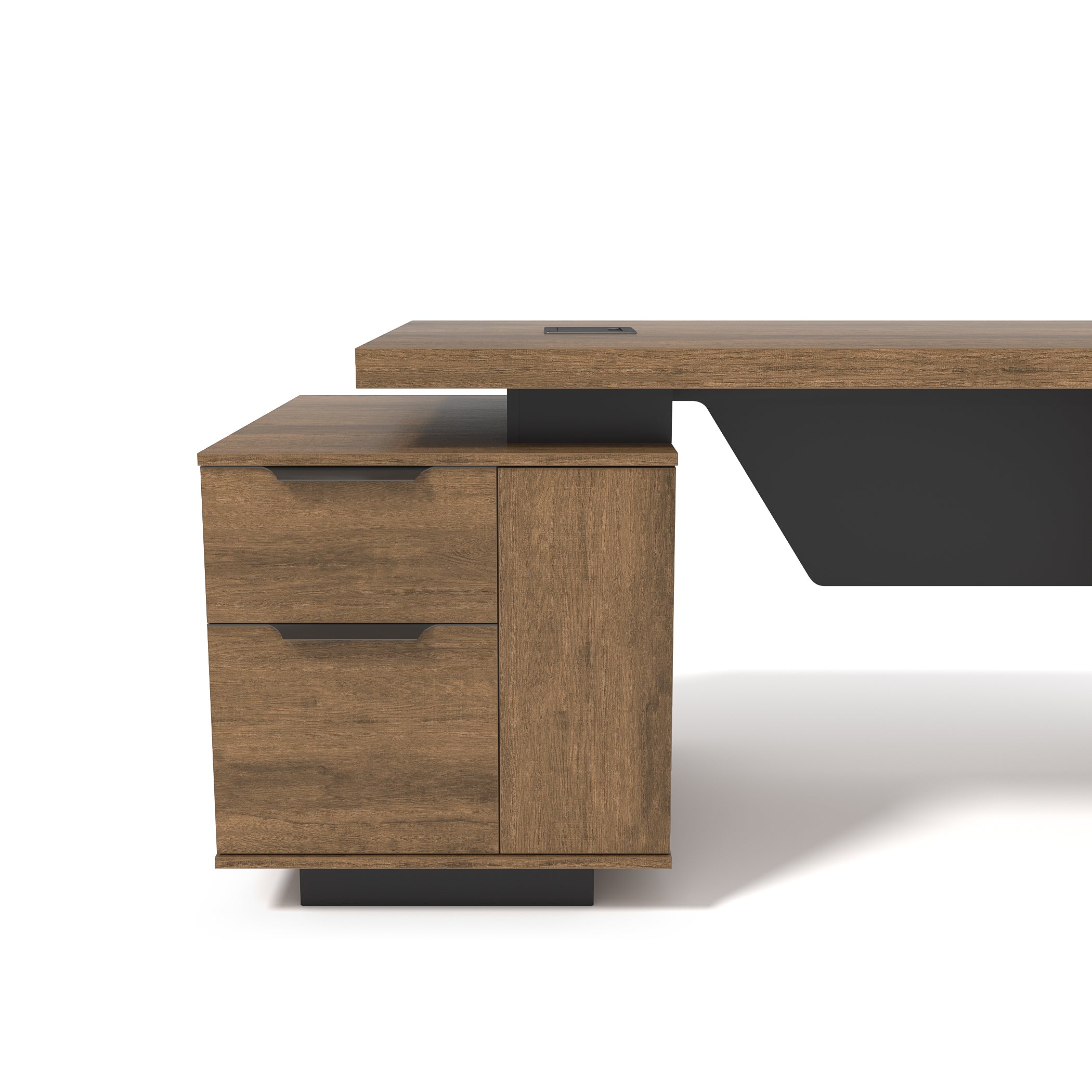 Saintcy M2508 Brown Oak Executive Desk - 63"/71" Architectural Minimalist Office Workstation