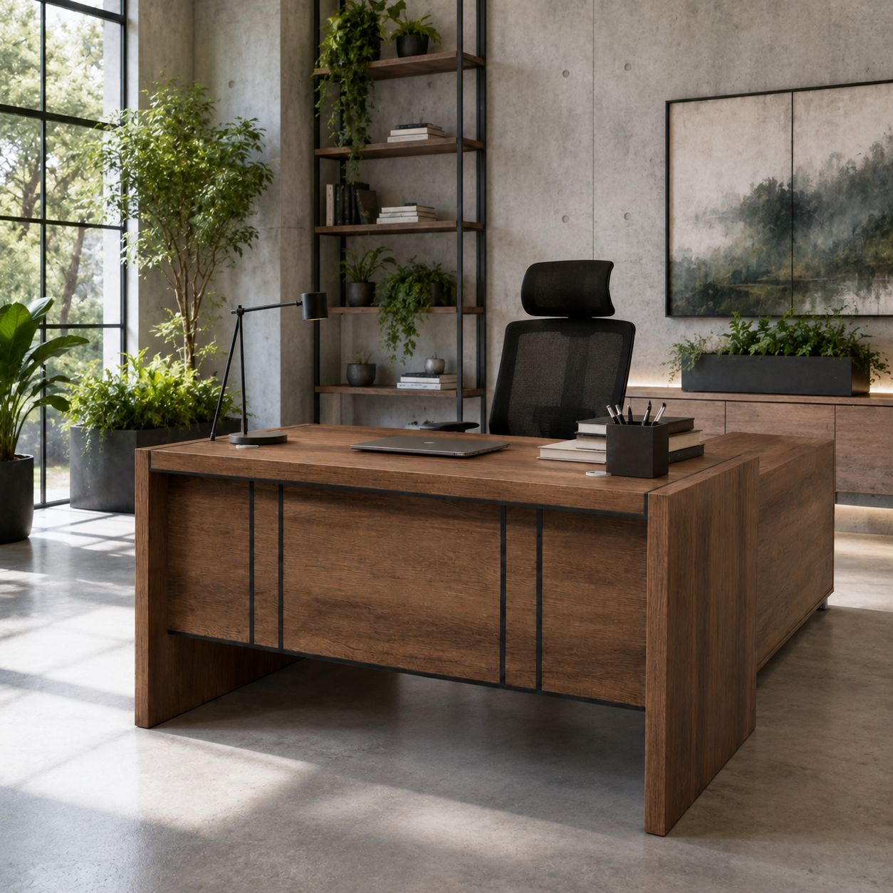 Saintcy M2509 Executive Desk System - 63"/71" Architectural Minimalist Workstation with Modular Mobile Storage