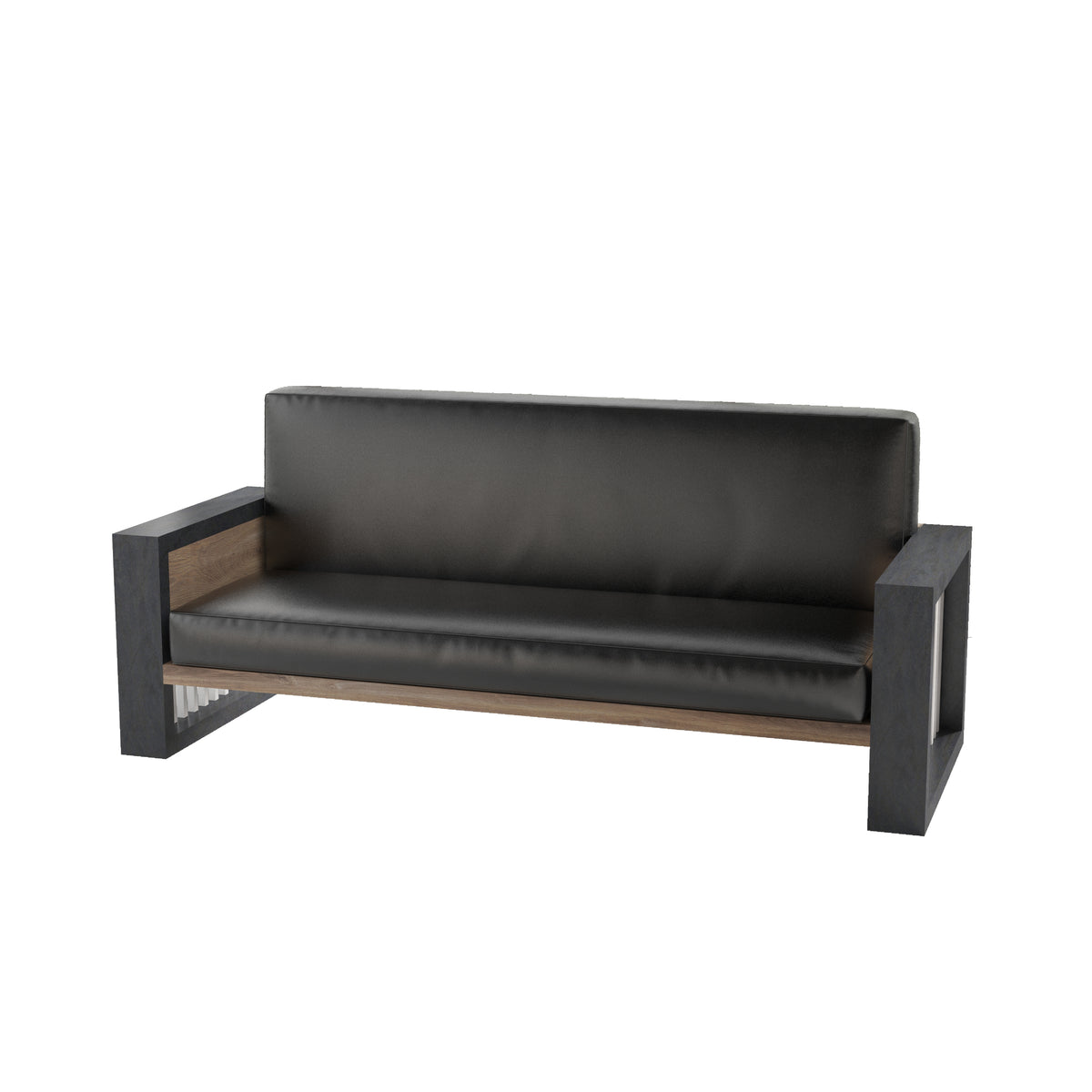 SAINTCY Mid-Century 3-Piece Faux Leather Sofa Set