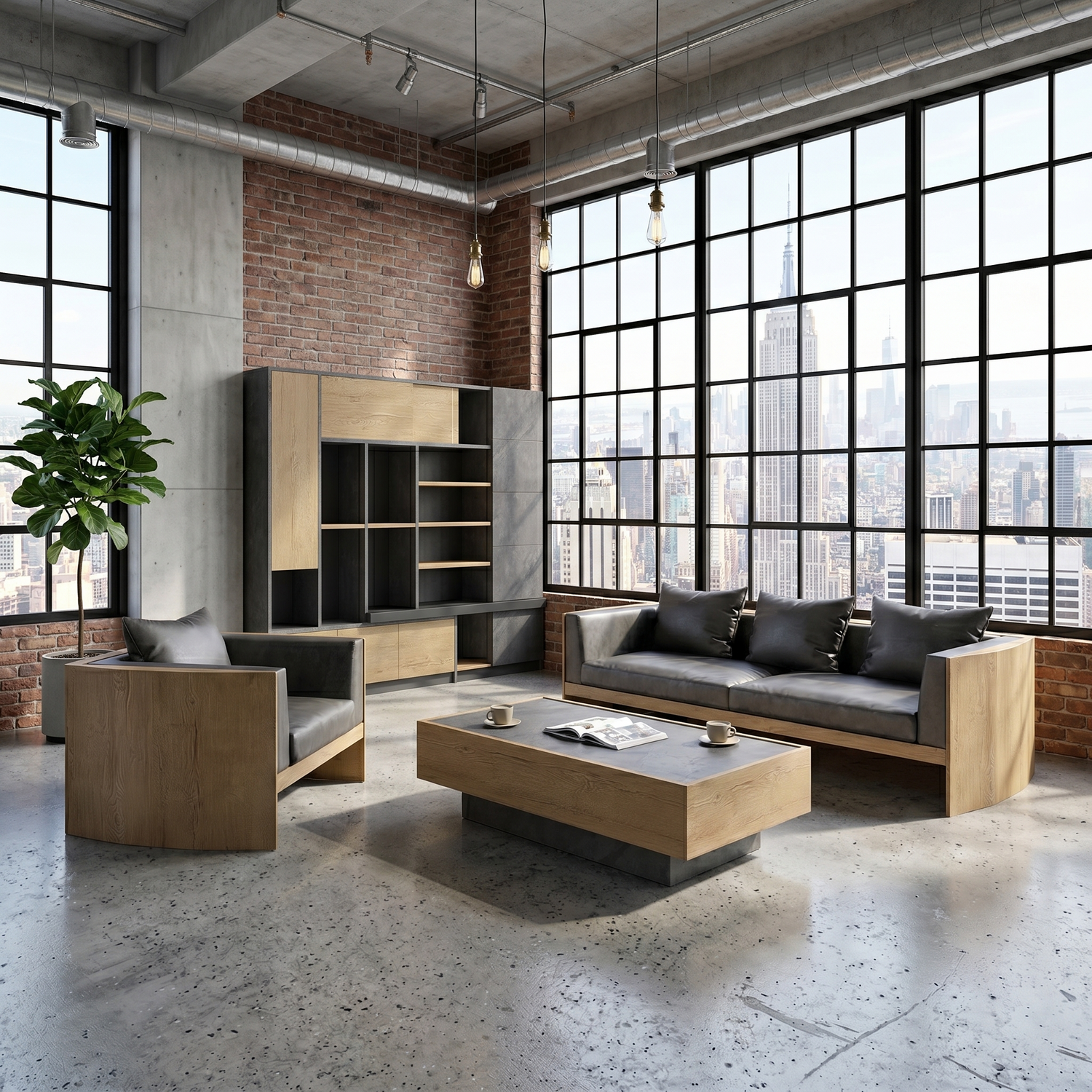 Architectural Executive Bookcase - Modern 2.8m Modular Display Wall Cabinet