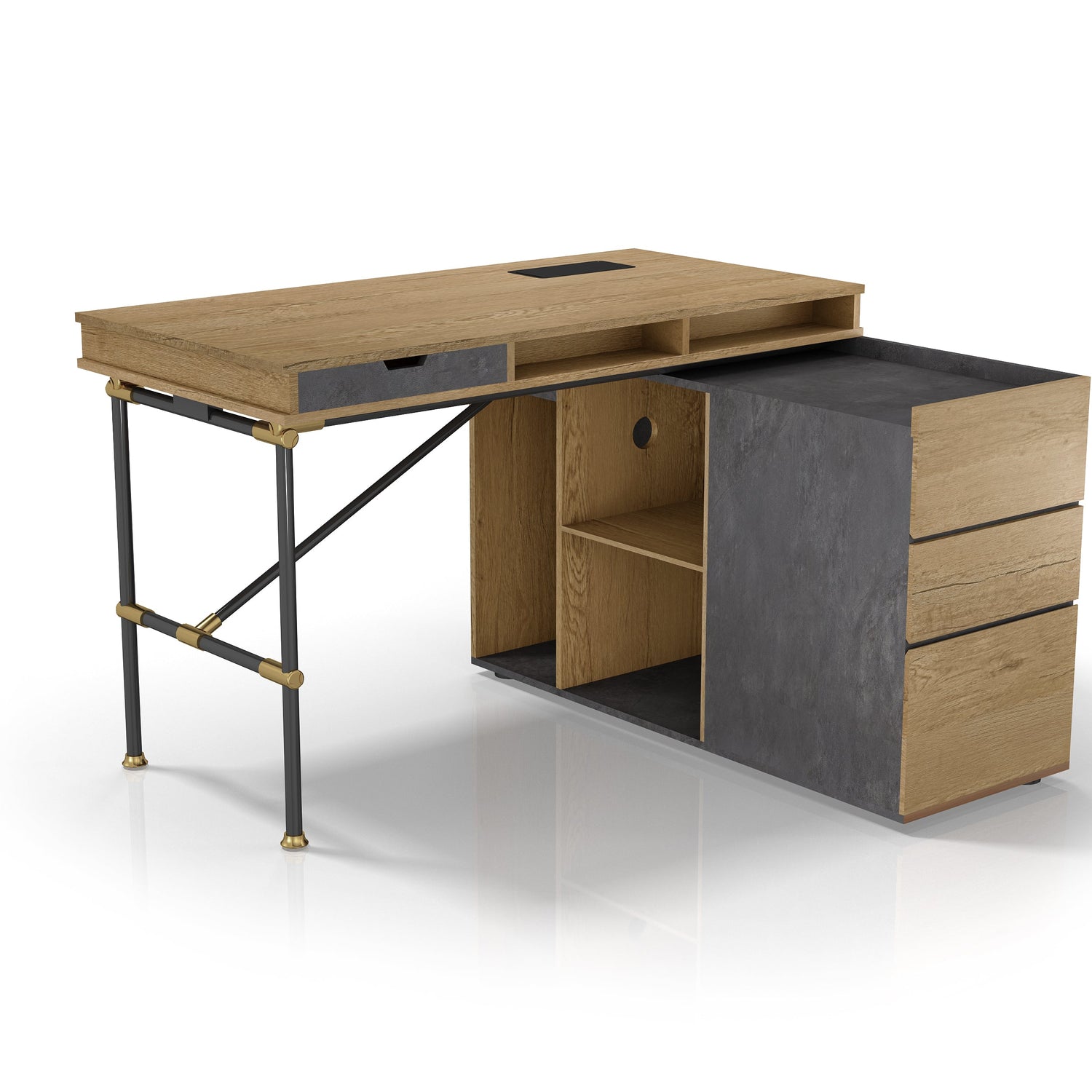 Saintcy PW002 Industrial Pipe-Leg Office Desk - Compact Modern Workstation with Modular Storage (1200mm/1400mm)