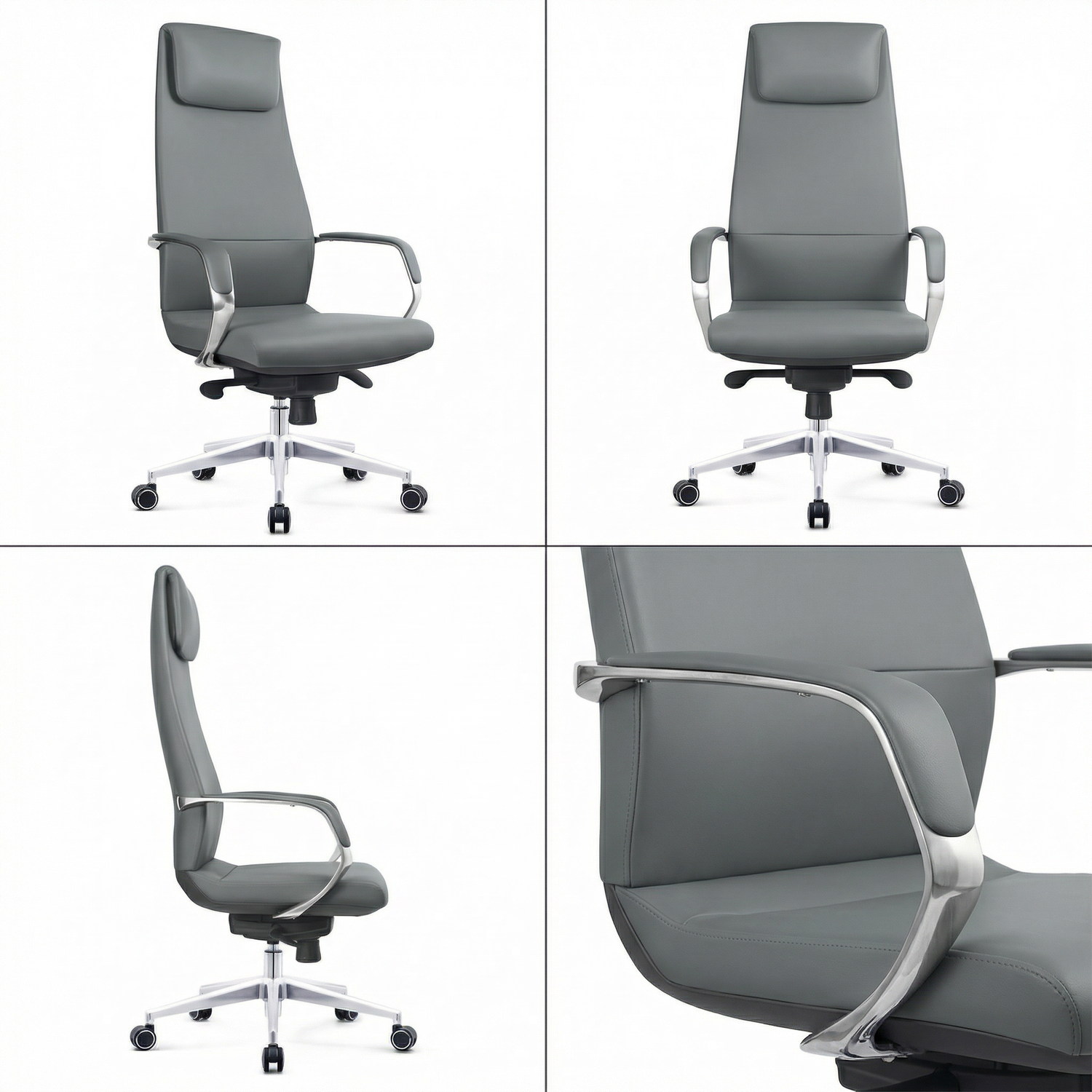 Saintcy High-Back Executive Office Chair with Aluminum Base and Multi-Function Tilt Mechanism
