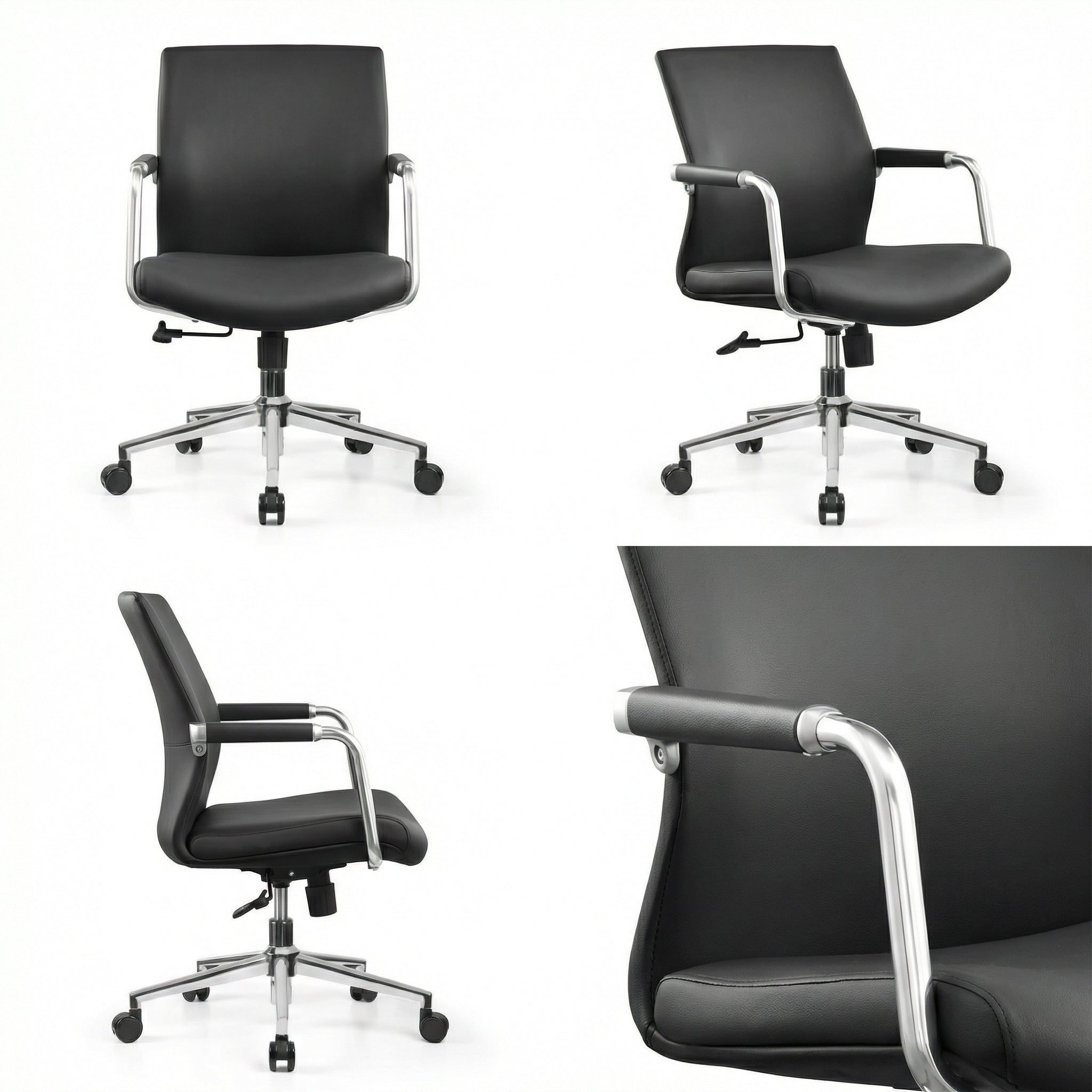 saintcy Modern Executive Task Chair with Chrome Frame & Eco PU Upholstery | Height Adjustable