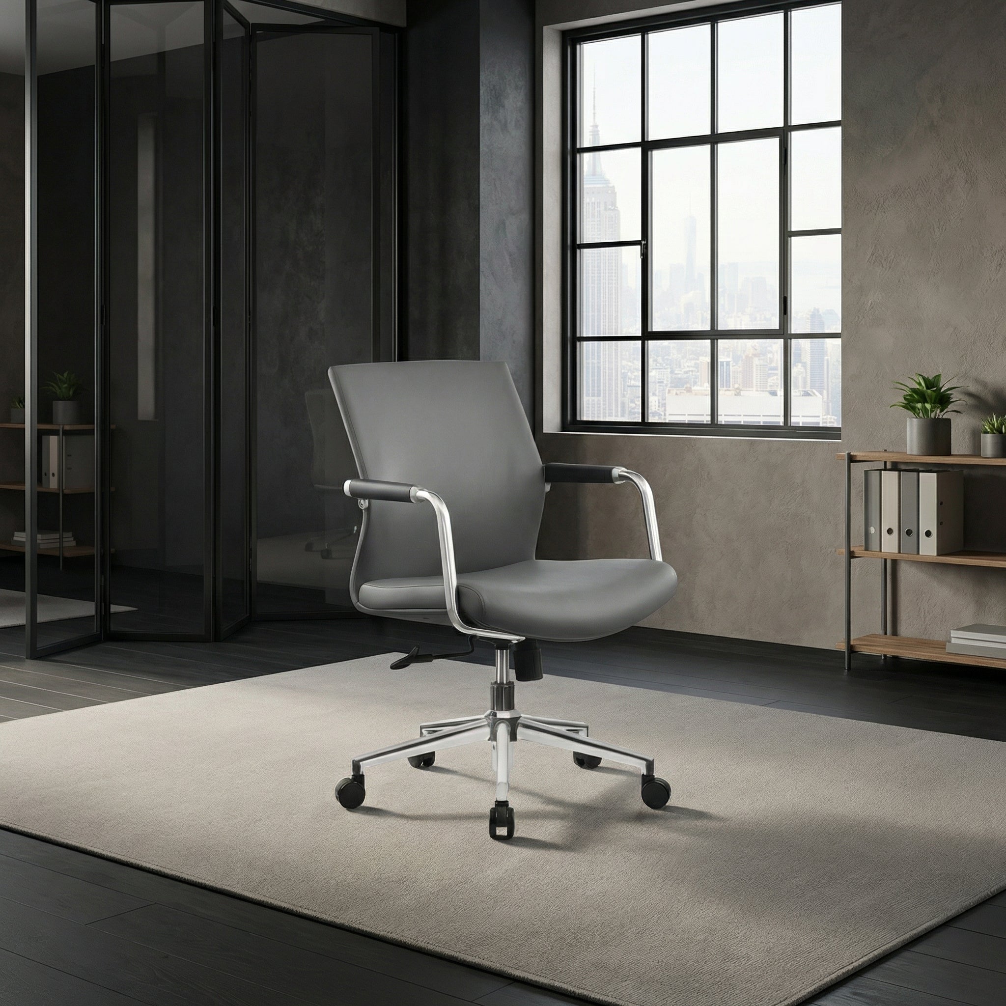 saintcy Modern Executive Task Chair with Chrome Frame & Eco PU Upholstery | Height Adjustable