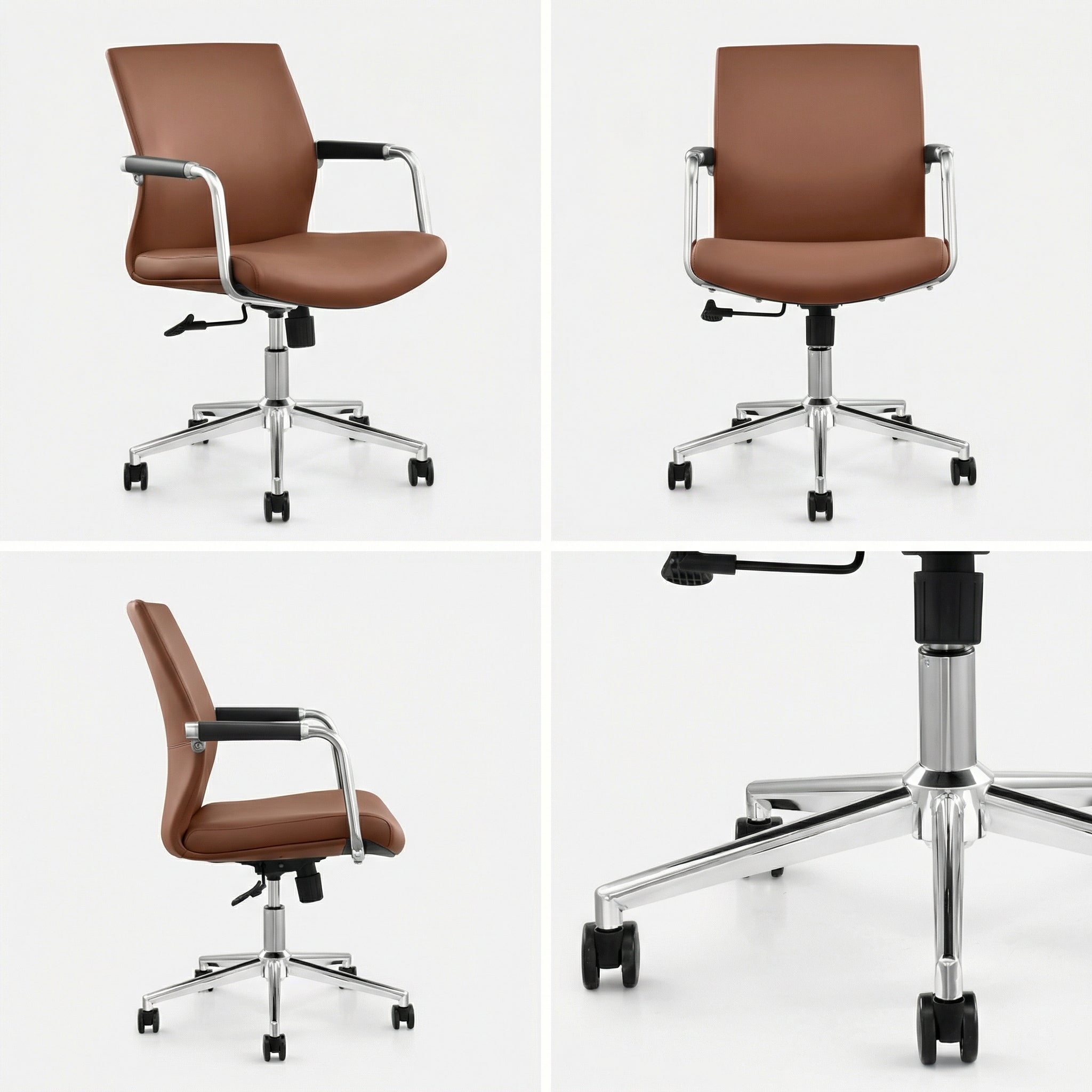 saintcy Modern Executive Task Chair with Chrome Frame & Eco PU Upholstery | Height Adjustable