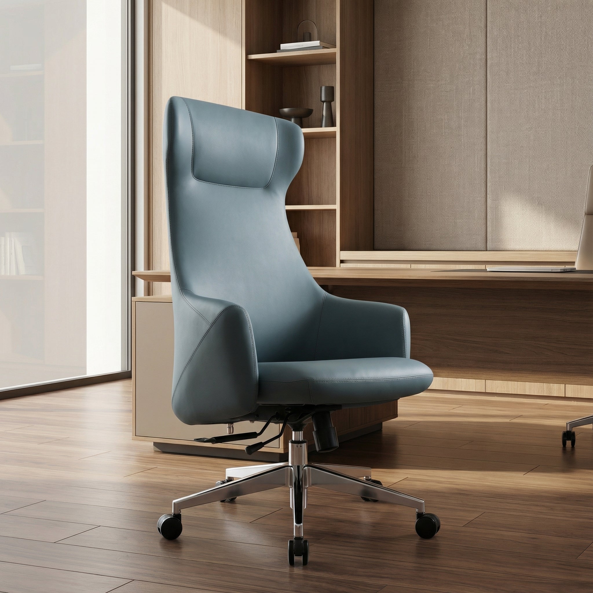 Saintcy High-Back Executive Office Chair with Upholstered Armrests and Aluminum Base