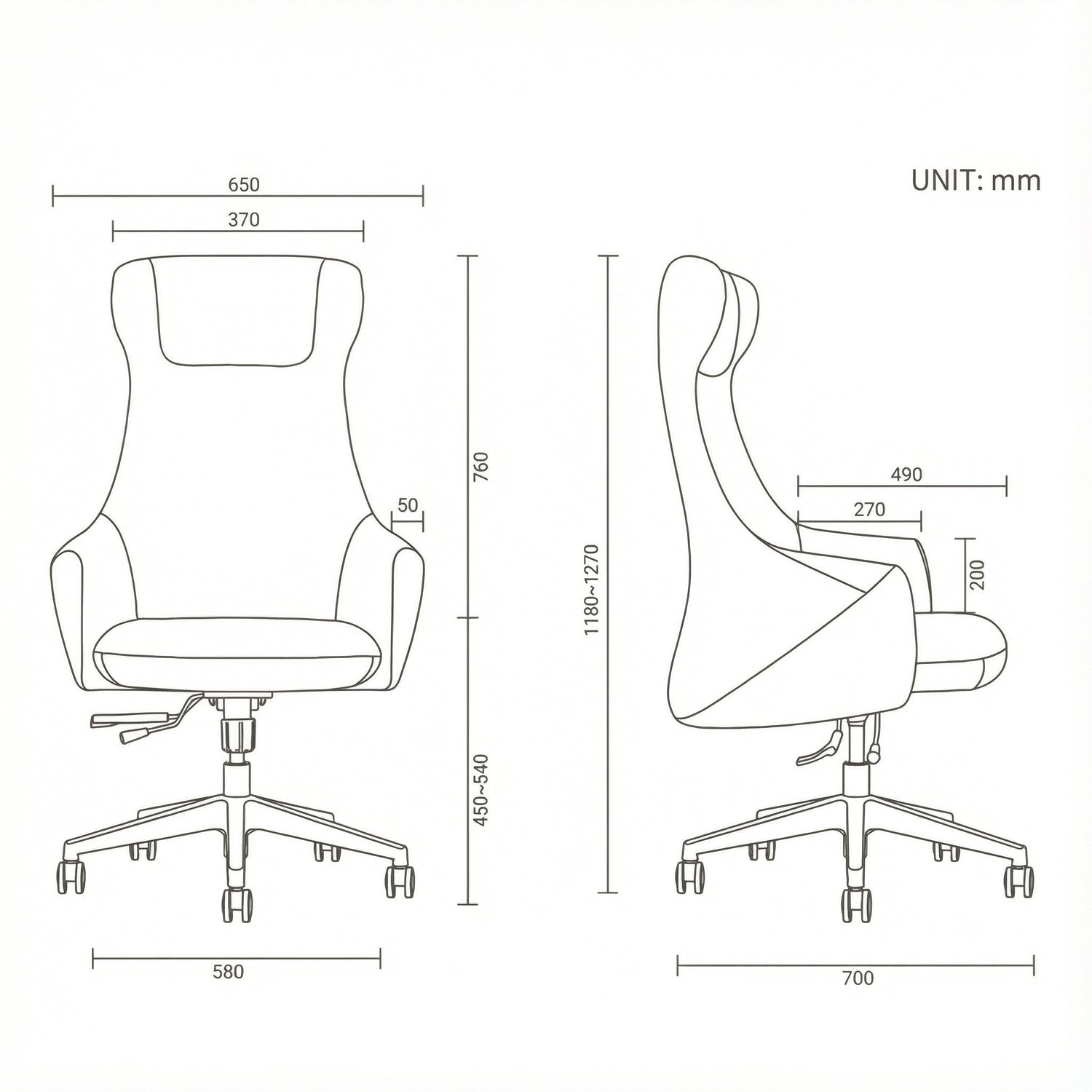Saintcy High-Back Executive Office Chair with Upholstered Armrests and Aluminum Base