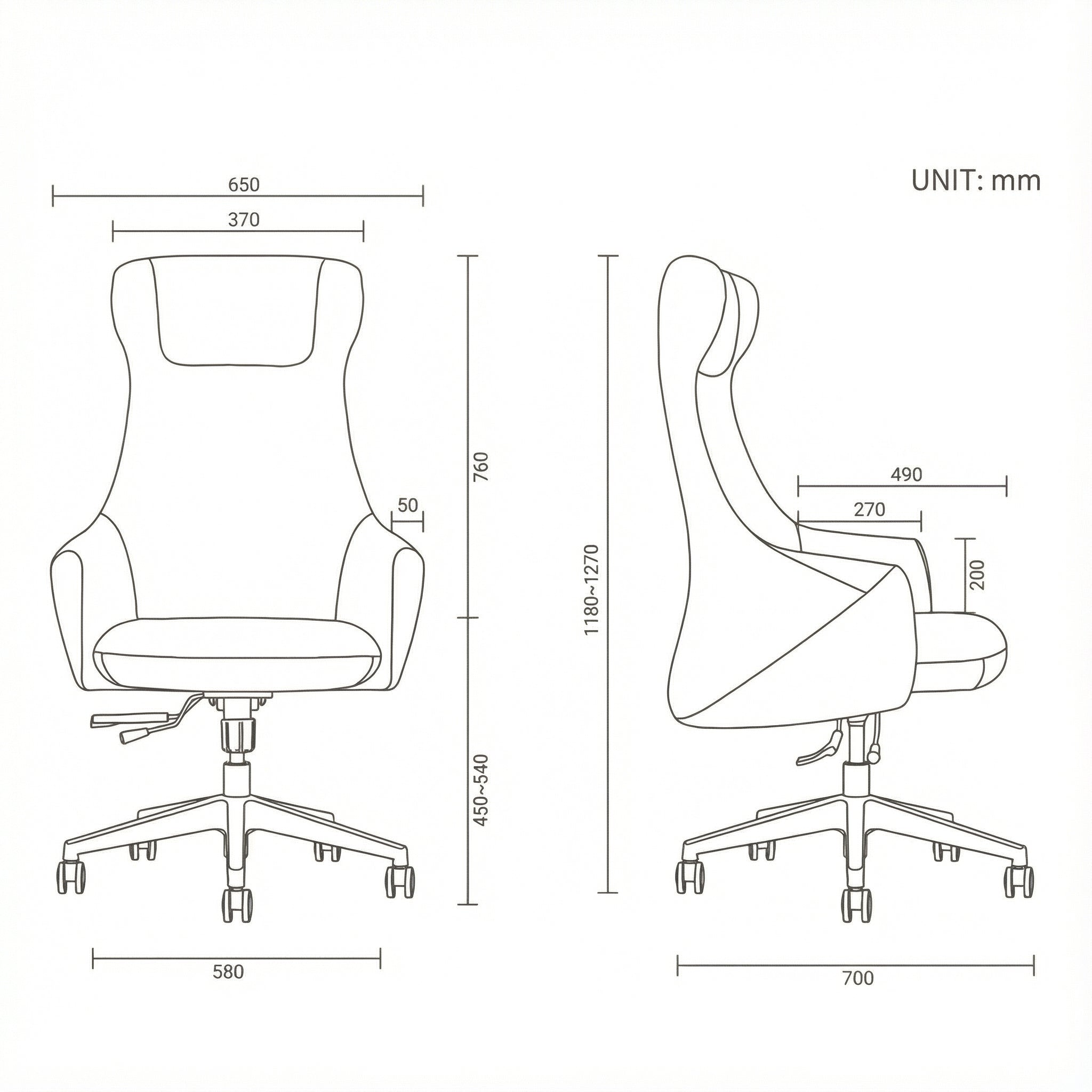 Saintcy High-Back Executive Office Chair with Upholstered Armrests and Aluminum Base