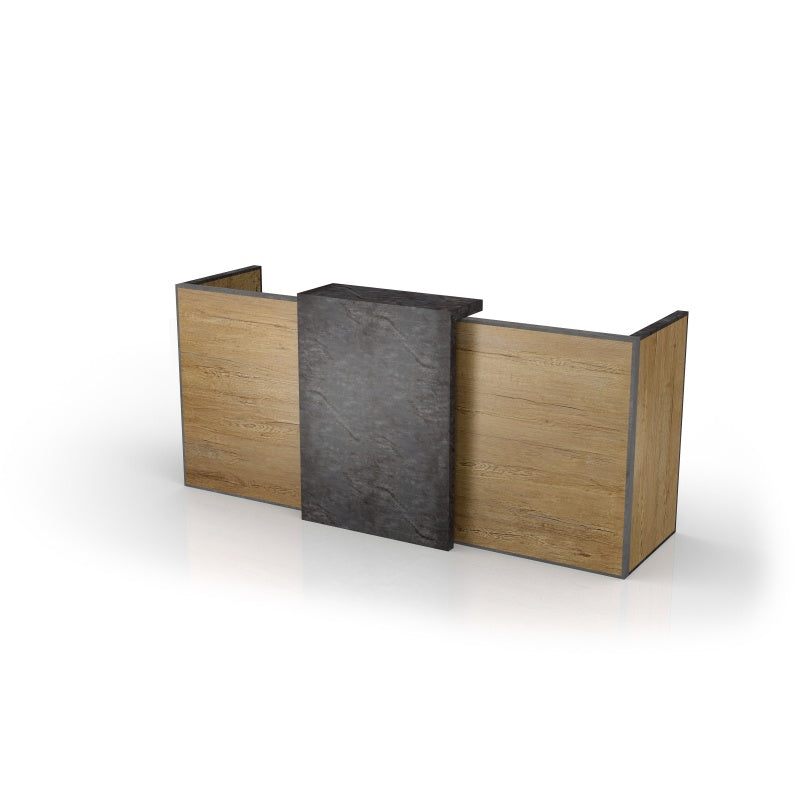 SAINTCY Large Architectural Reception Desk - Modern 2.4m Front Counter with Slate Texture