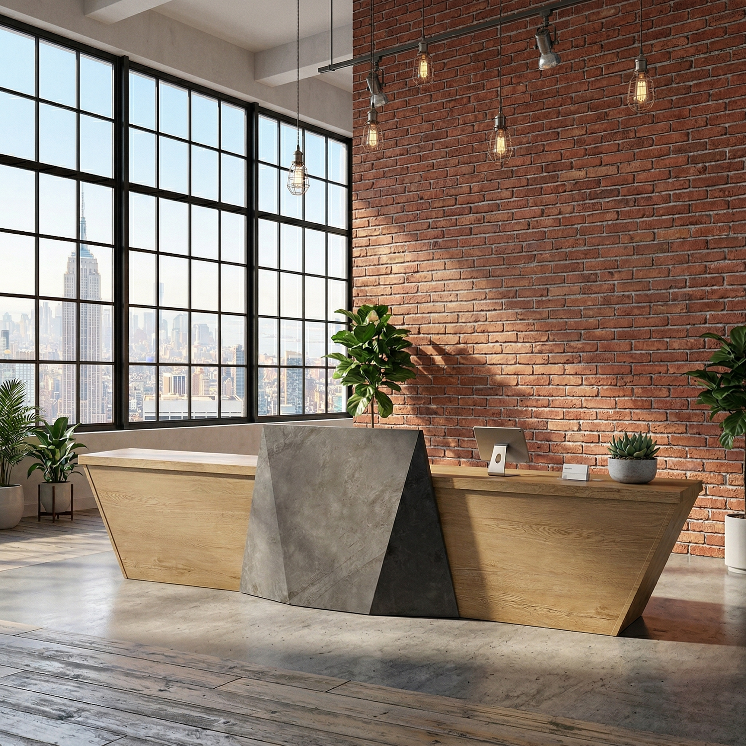 SAINTCY Large Architectural Reception Desk - Modern 3.2m Front Counter