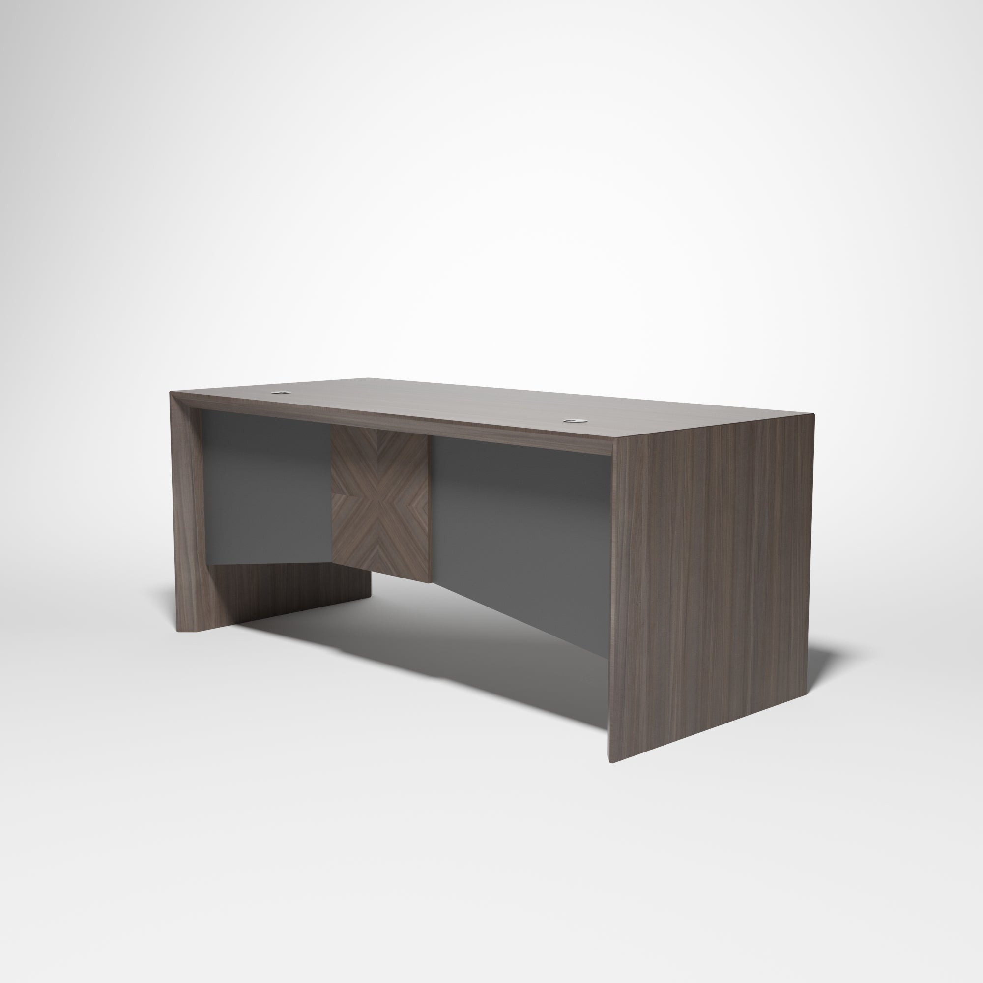 Saintcy W608 Modern Executive L-Shaped Office Desk - Industrial Managerial Workstation with X-Pattern Wood Accent (71" / 79")