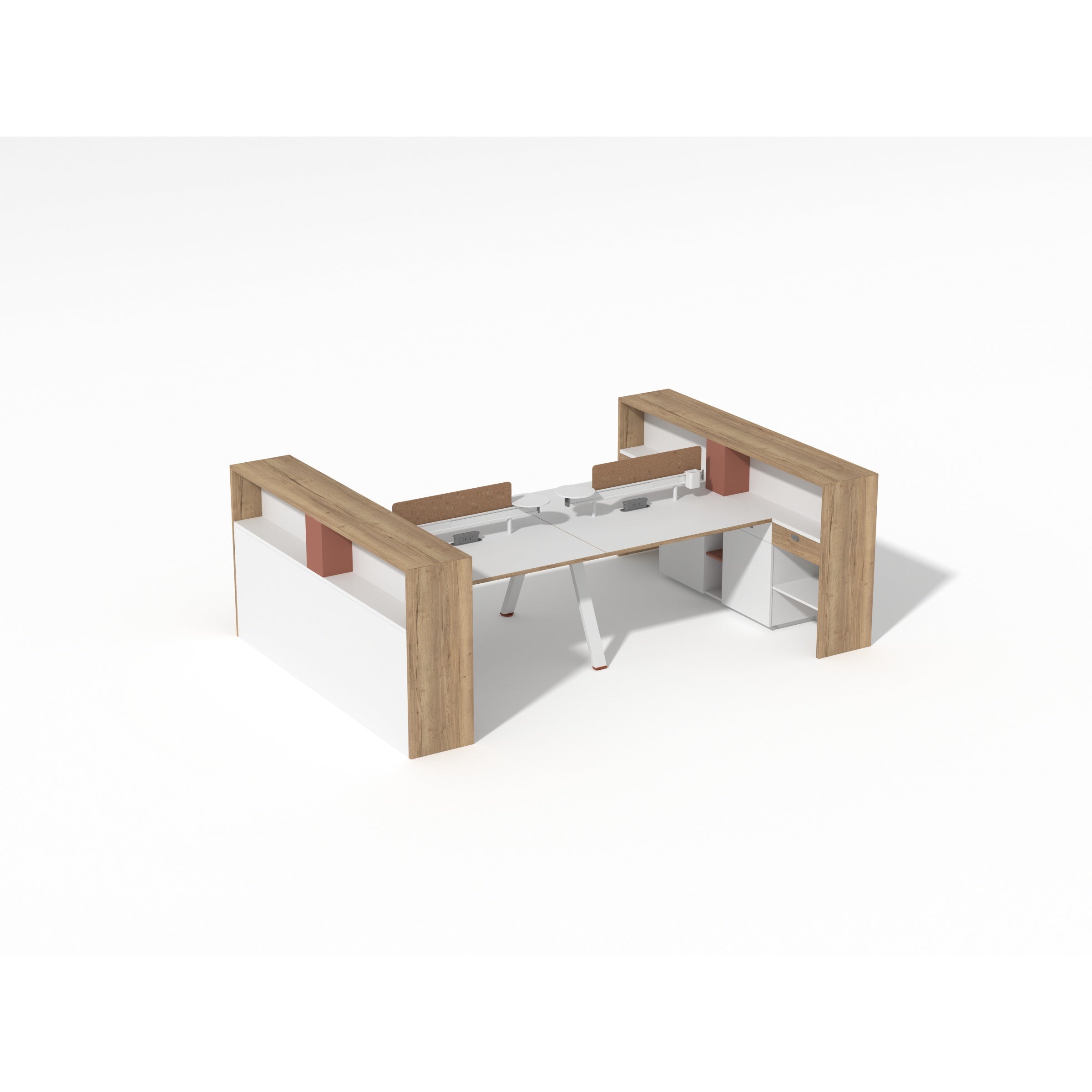 Saintcy XW Series Modern L-Shaped Office Workstation - Integrated High-Storage Team Desking System with Architectural Privacy Consoles