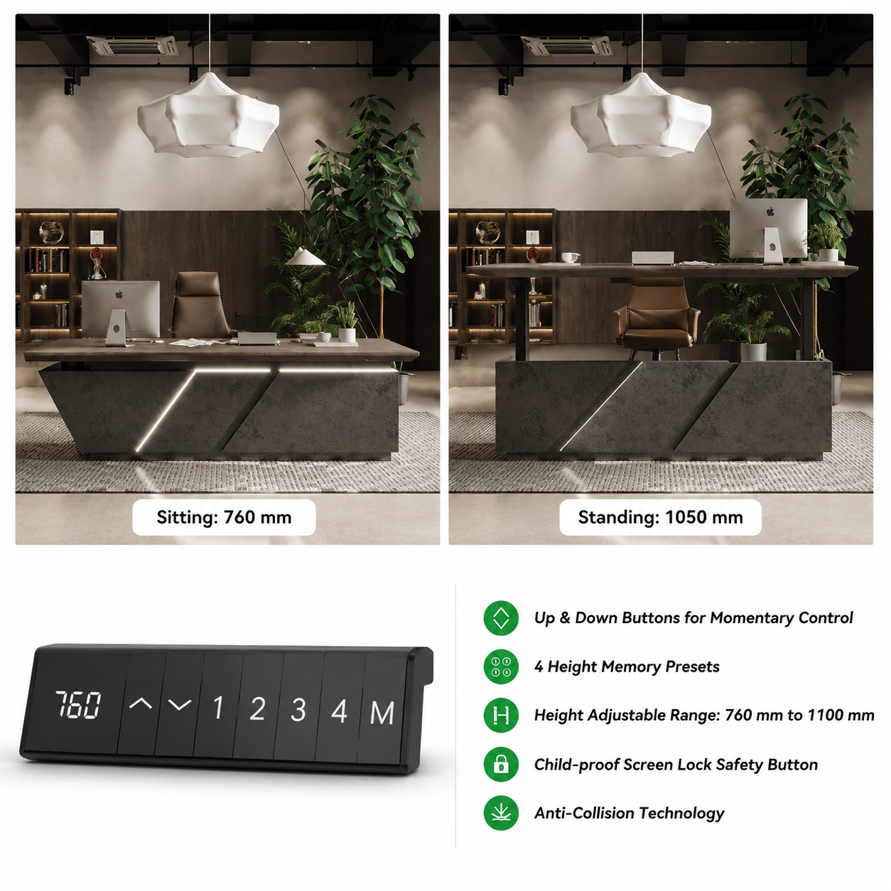 X8802 L-Shaped Executive Desk with Storage & Power Outlets | SAINTCY