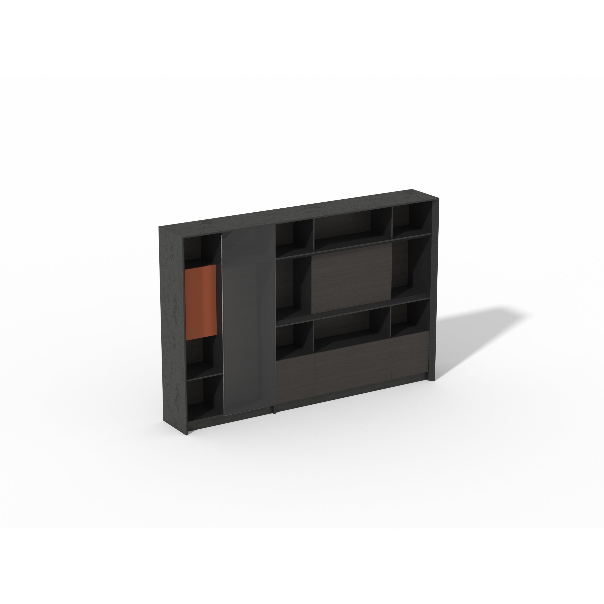 Saintcy XS8802 Modern Executive Bookcase - 3.0m Premium Office Display Cabinet with Sliding Glass Door & Accent Storage