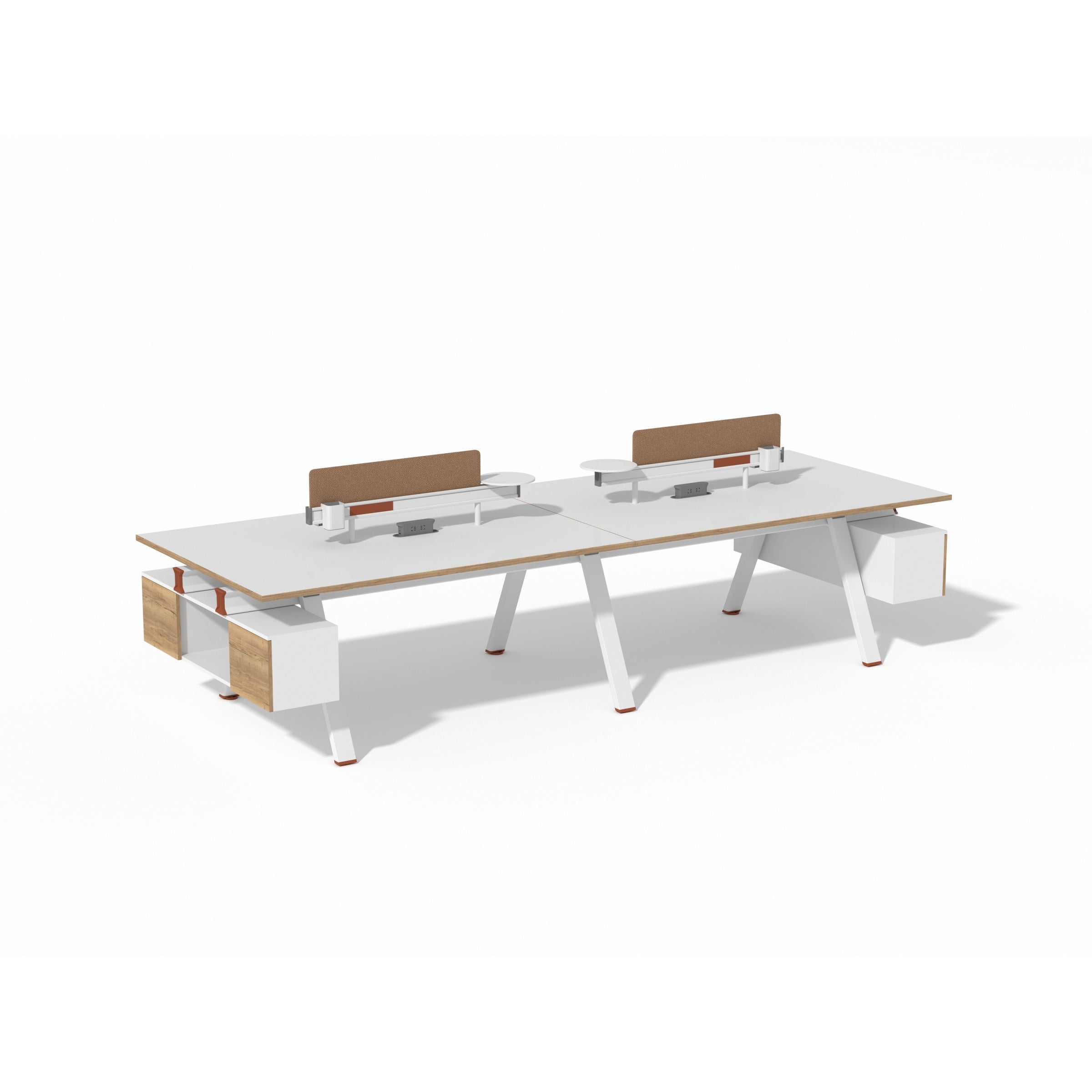 Saintcy XW Series 4-User Team Workstation - Modern Industrial Back-to-Back Desking System with Acoustic Privacy Screens & Extensions