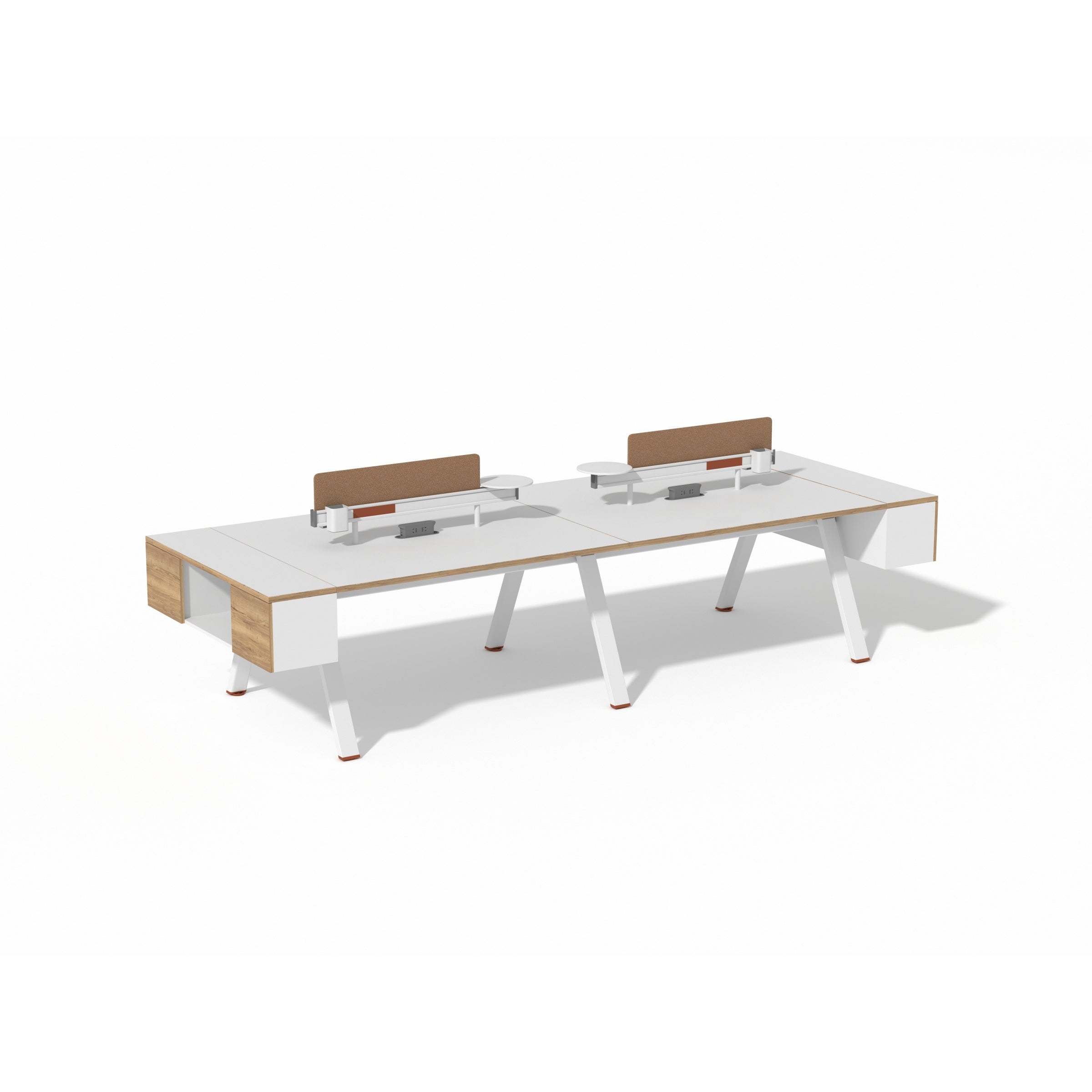 Saintcy XW Series 4-User Team Workstation - Modern Industrial Back-to-Back Desking System with Acoustic Privacy Screens & Extensions