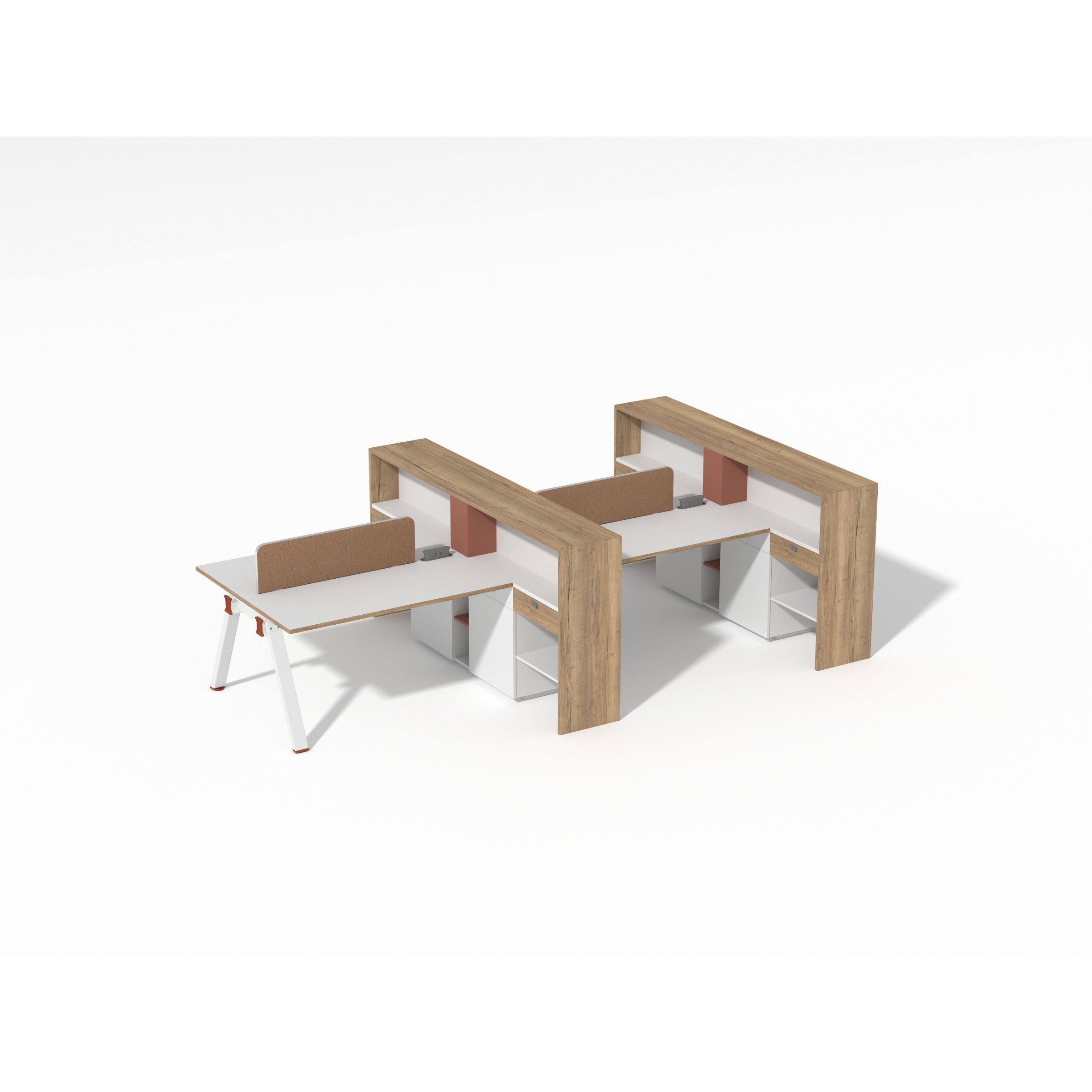 Saintcy XW Series Modern L-Shaped Office Workstation - Integrated High-Storage Team Desking System with Architectural Privacy Consoles