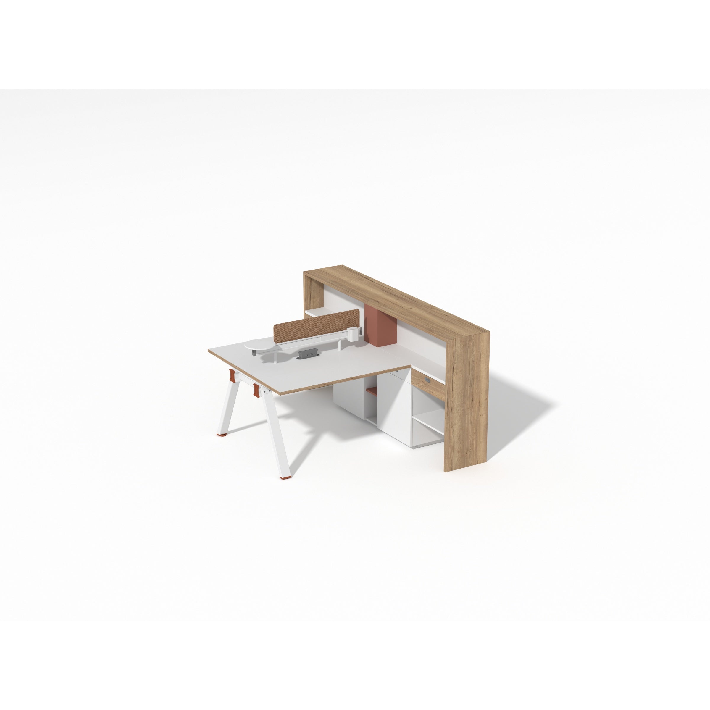 Saintcy XW Series Modern L-Shaped Office Workstation - Integrated High-Storage Team Desking System with Architectural Privacy Consoles