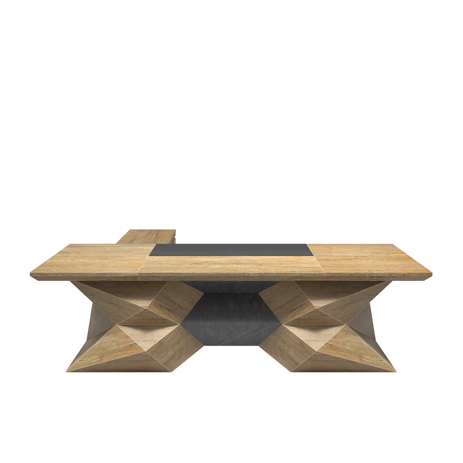Saintcy P3501 Modern Sculptural Executive Desk - Geometric L-Shaped Manager Table (2.8m/3.2m)