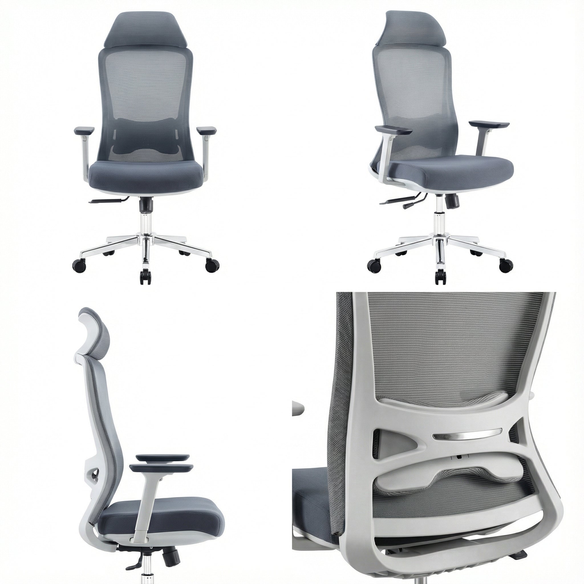 Saintcy High-Back Ergonomic Mesh Office Chair with 3D Armrests, Headrest and Sliding Seat
