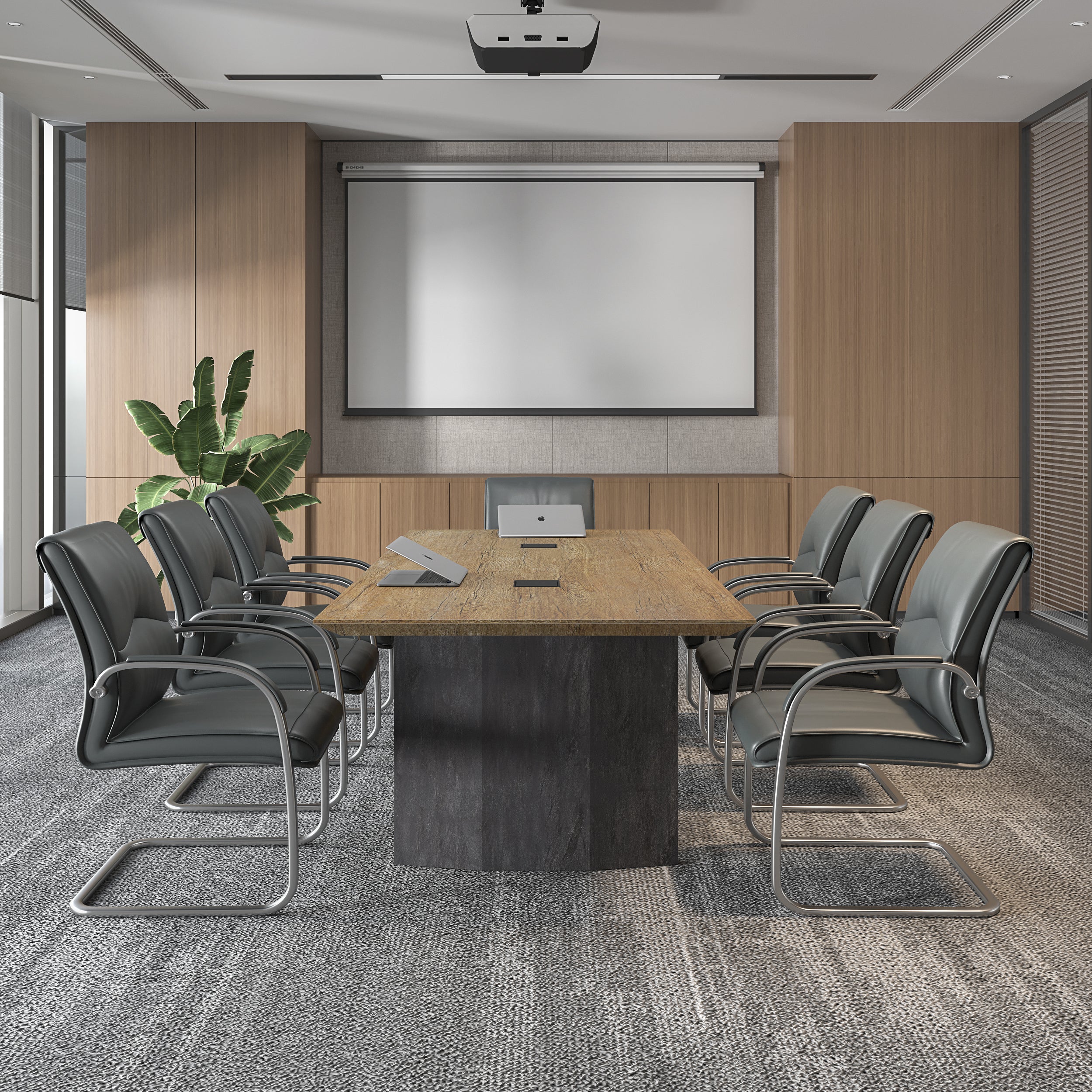 Saintcy P3509 Modern Industrial Conference Table - 2.4m Large Meeting Desk for Executive Boardrooms
