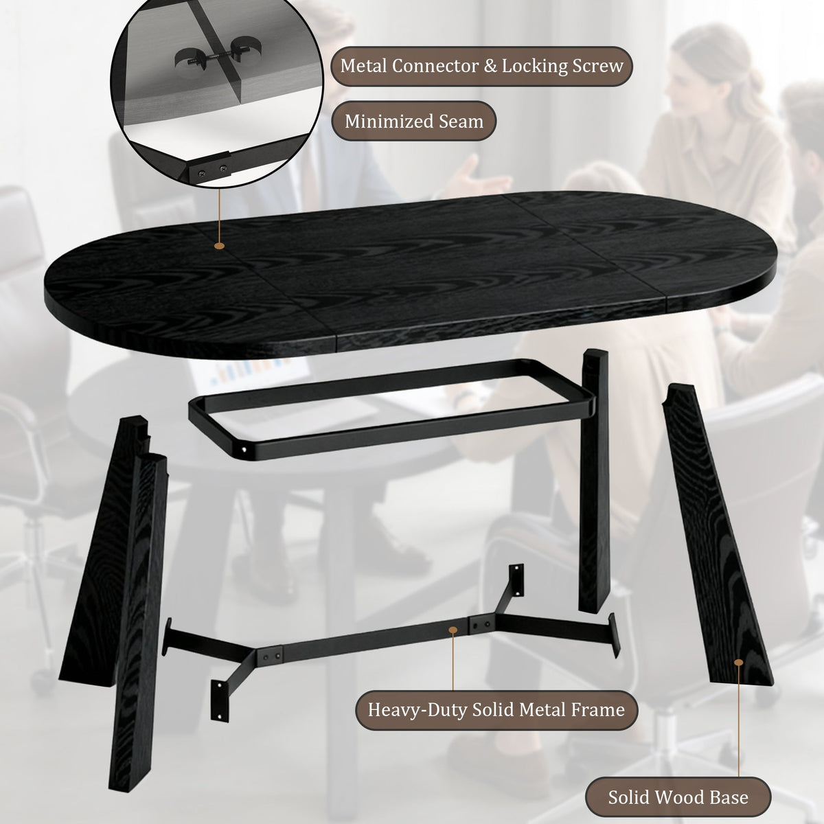 SAINTCY Modern Oval Wood Office Desk