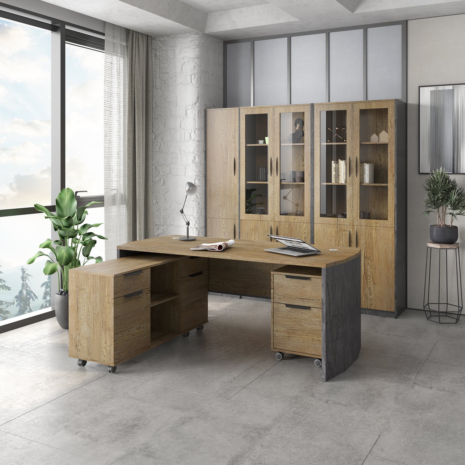 Saintcy P3508 Industrial Modern Executive Desk - Professional Single Workstation with Rounded Safety Corners ($1600/1800$ mm)