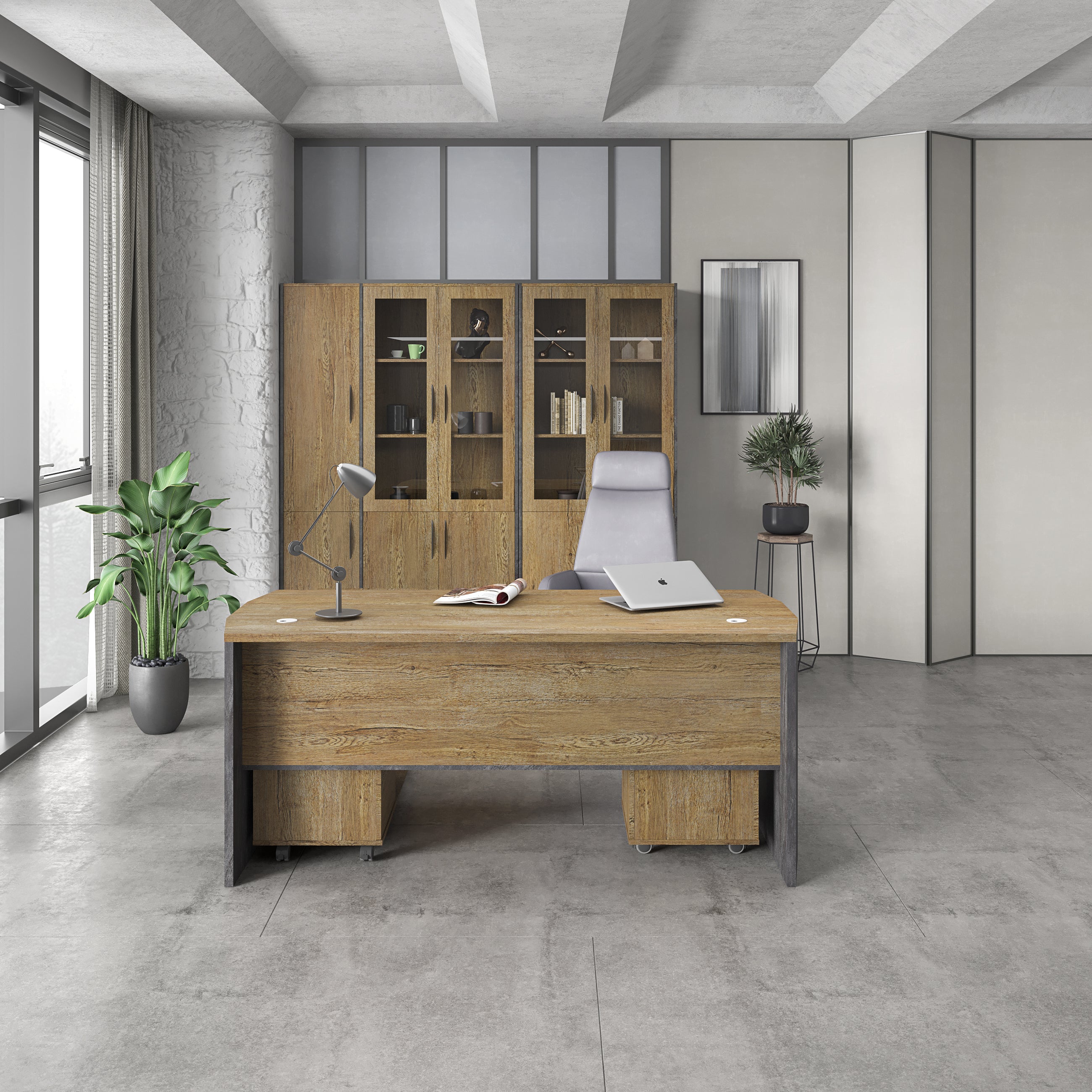 Saintcy P3508 Industrial Modern Executive Desk - Professional Single Workstation with Rounded Safety Corners ($1600/1800$ mm)