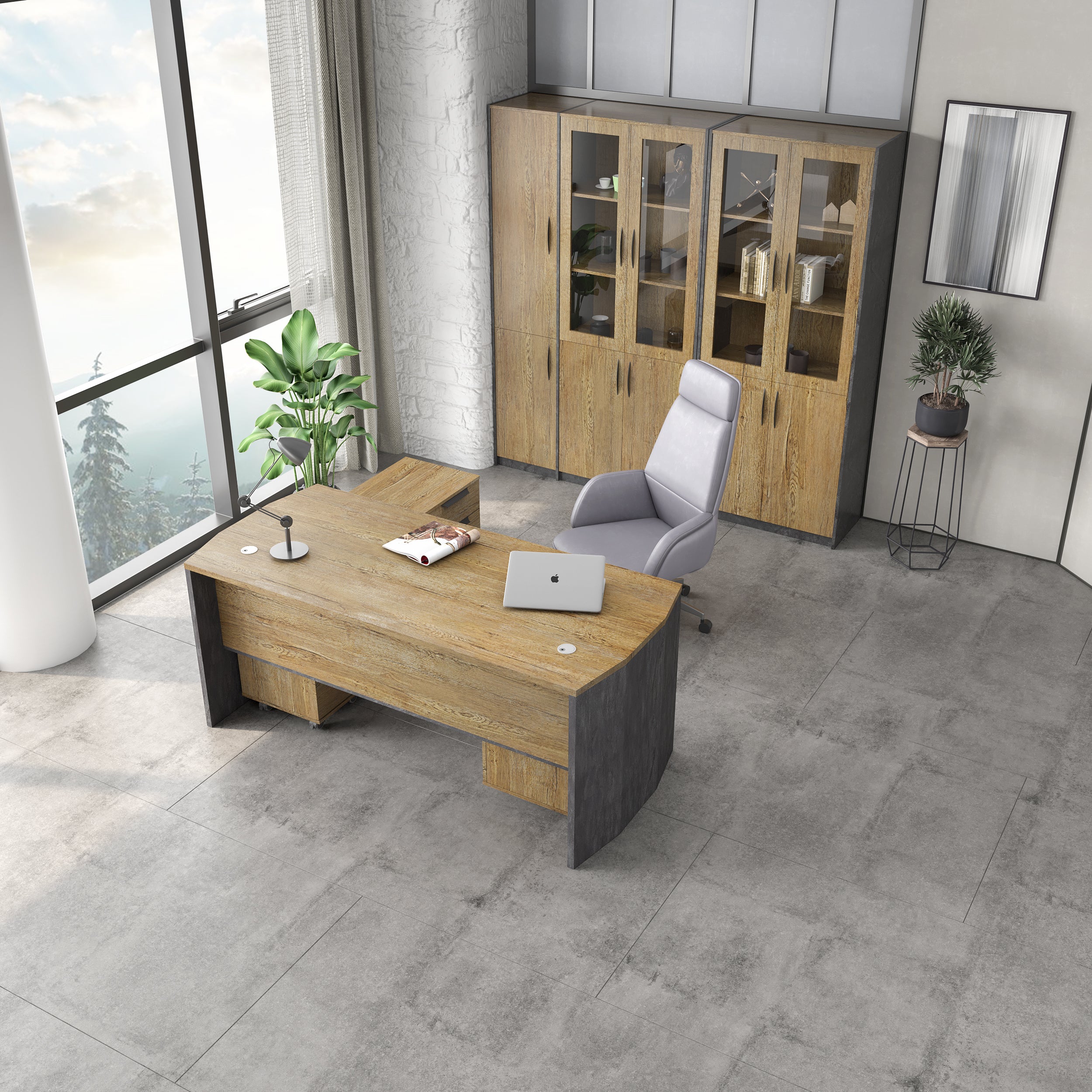 Saintcy P3508 Industrial Modern Executive Desk - Professional Single Workstation with Rounded Safety Corners ($1600/1800$ mm)