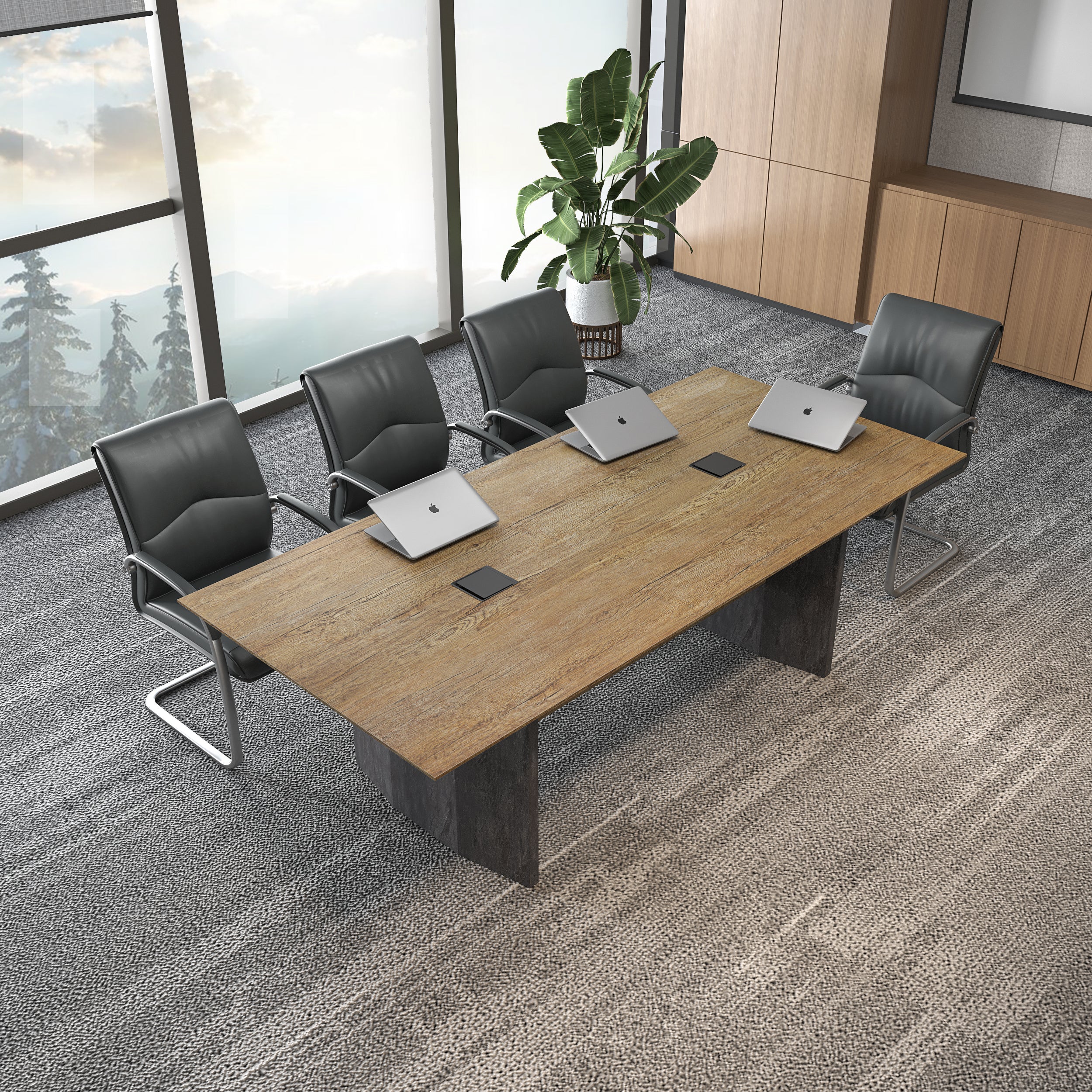Saintcy P3509 Modern Industrial Conference Table - 2.4m Large Meeting Desk for Executive Boardrooms