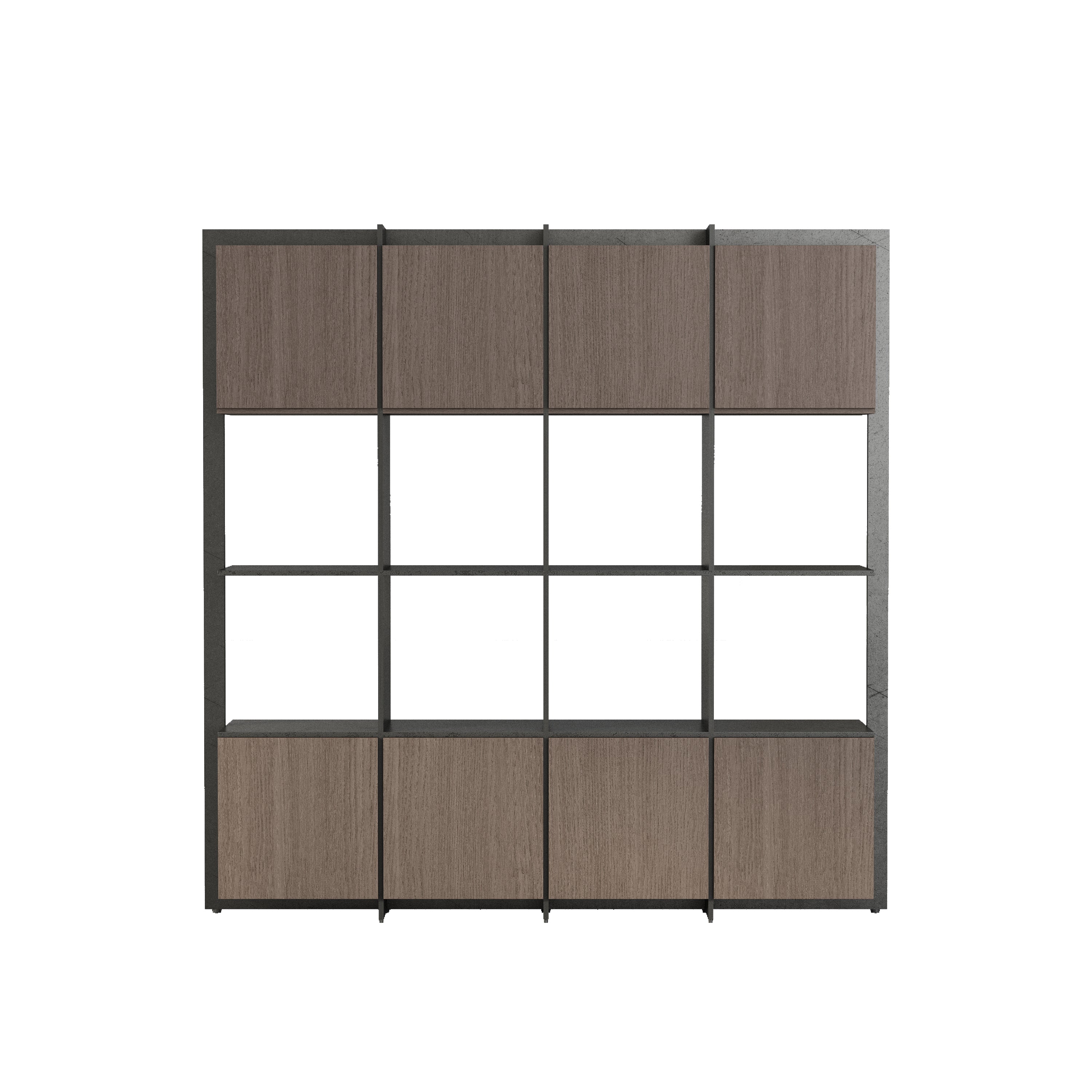 Saintcy XS006B Modern Executive Cabinet - 2.0m Open-Grid Display Bookcase with Concealed Upper and Lower Storage