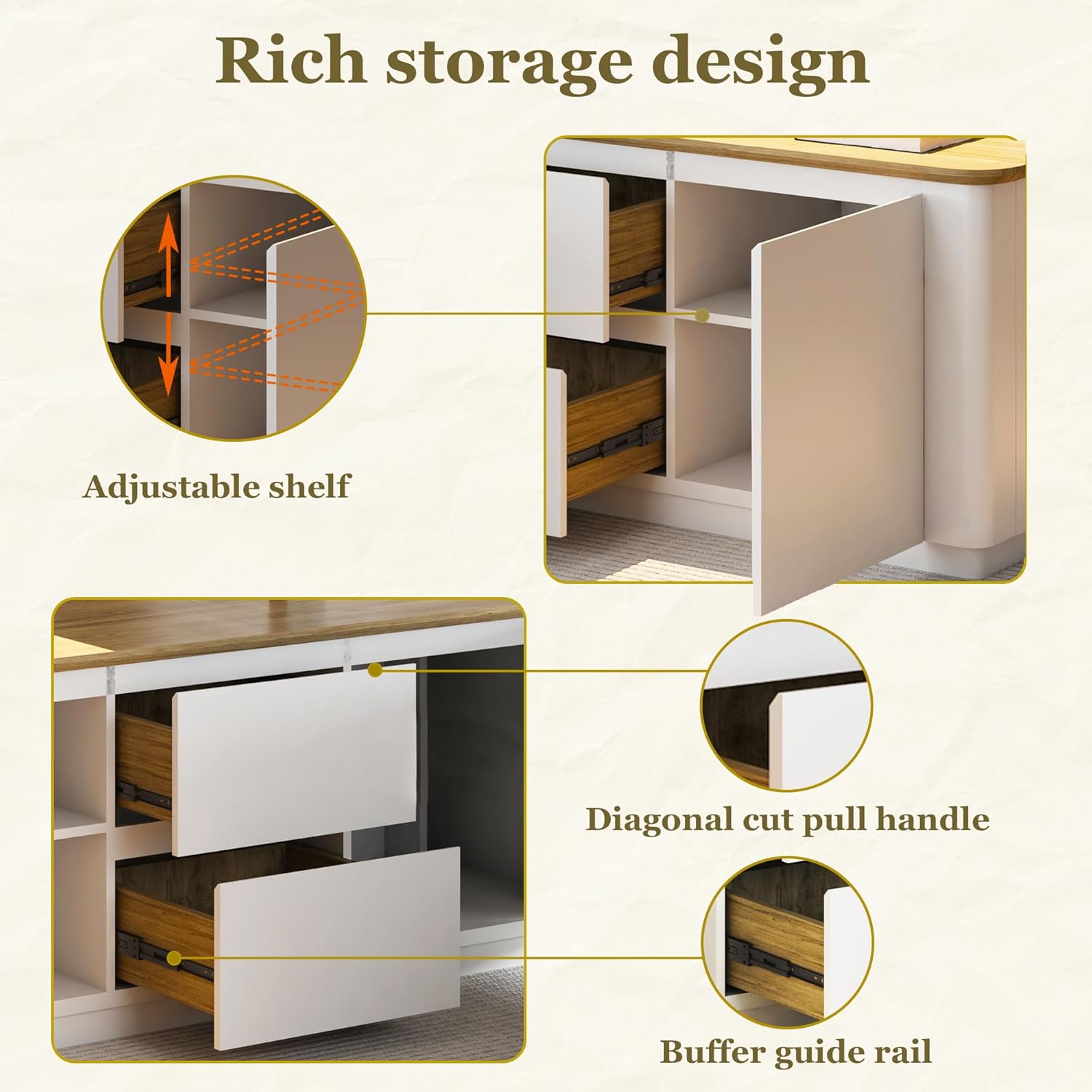 SAINTCY Modern L-Shaped Standing Executive Desk with Storage Cabinets and Height Adjustment for Office