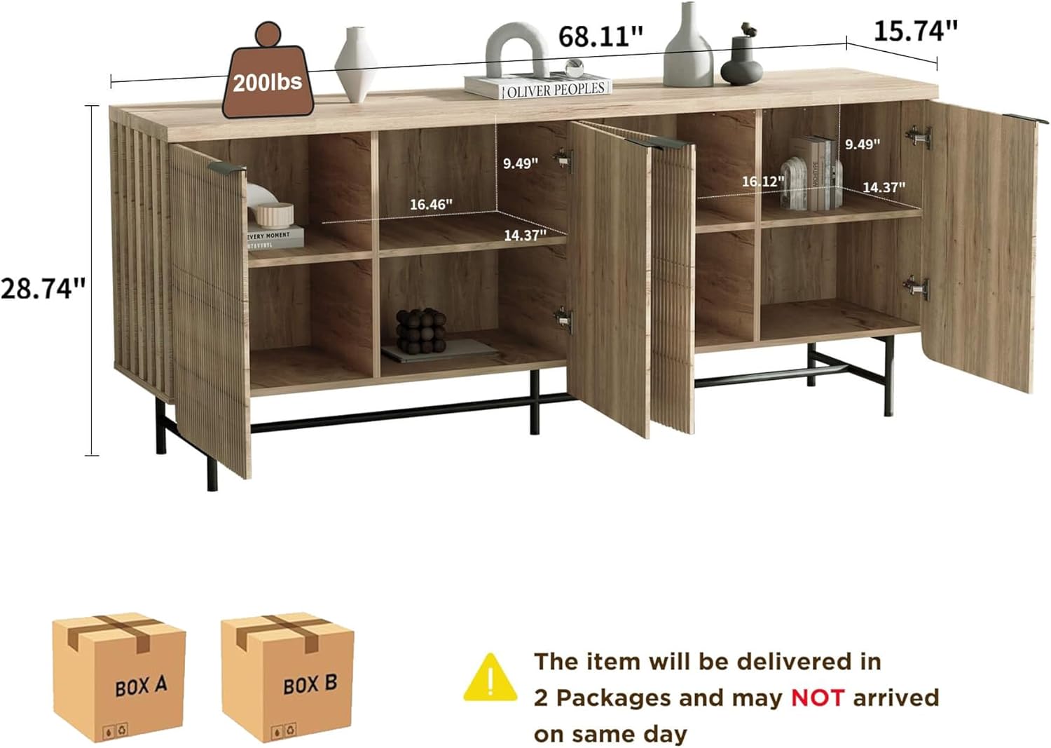 SAINTCY Sideboard Cabinet – Fluted Design
