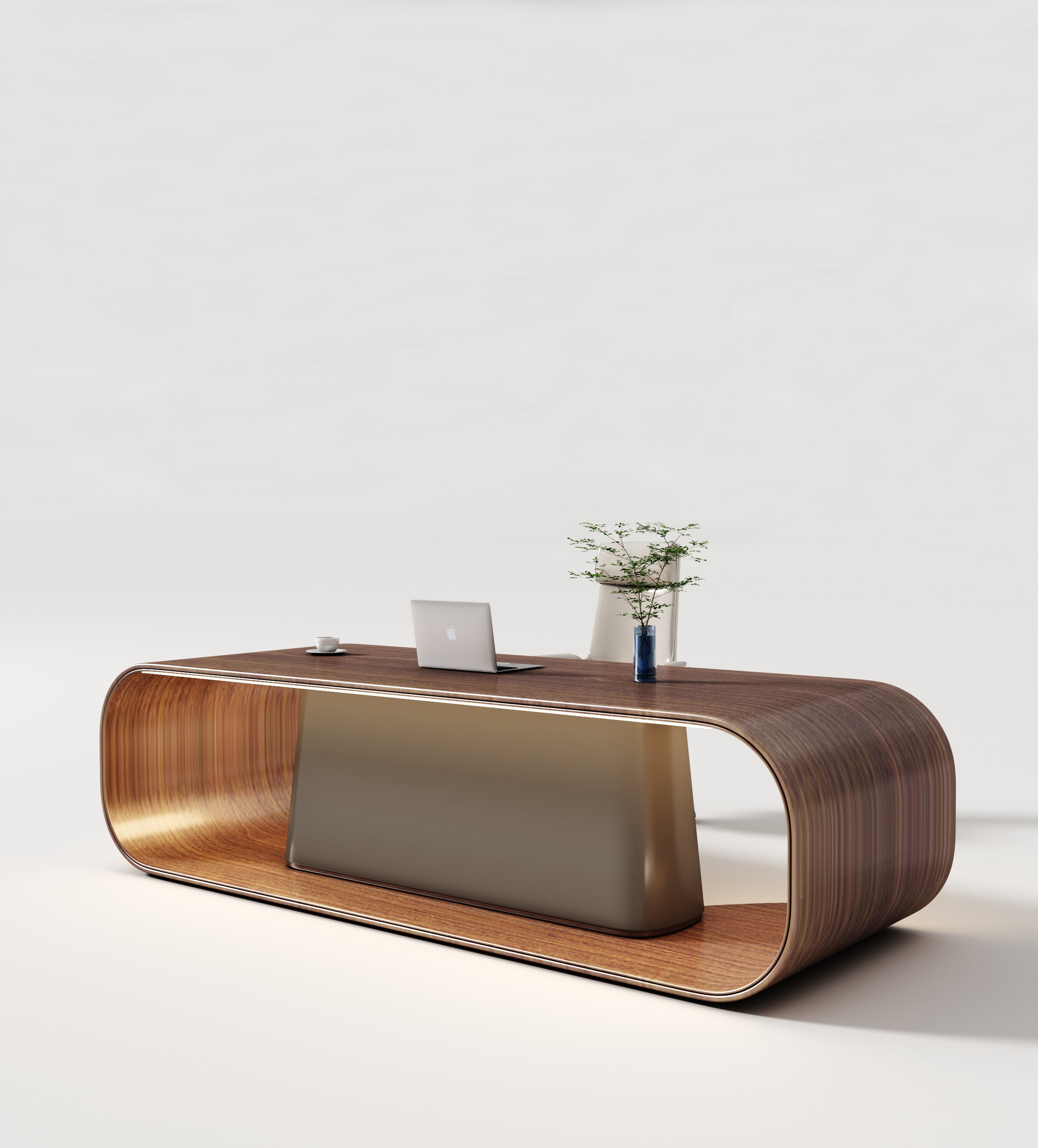 Saintcy Sculptural Luxury Executive Office Desk with Integrated Power & Monolithic Form