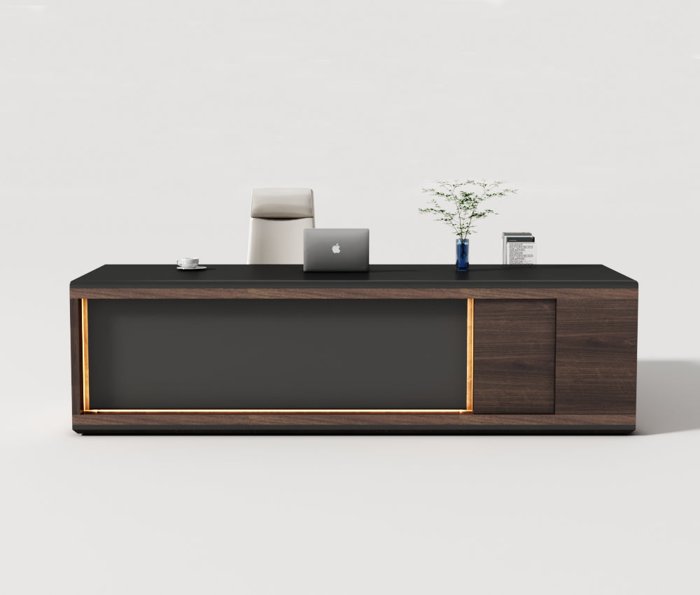 Saintcy Modern Executive L-Shaped Desk with Integrated Storage & Architectural Detailing | 2800 × 1800 mm