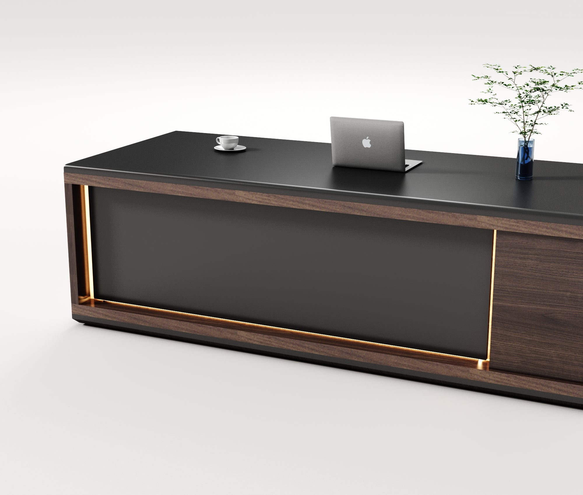 Saintcy Modern Executive L-Shaped Desk with Integrated Storage & Architectural Detailing | 2800 × 1800 mm